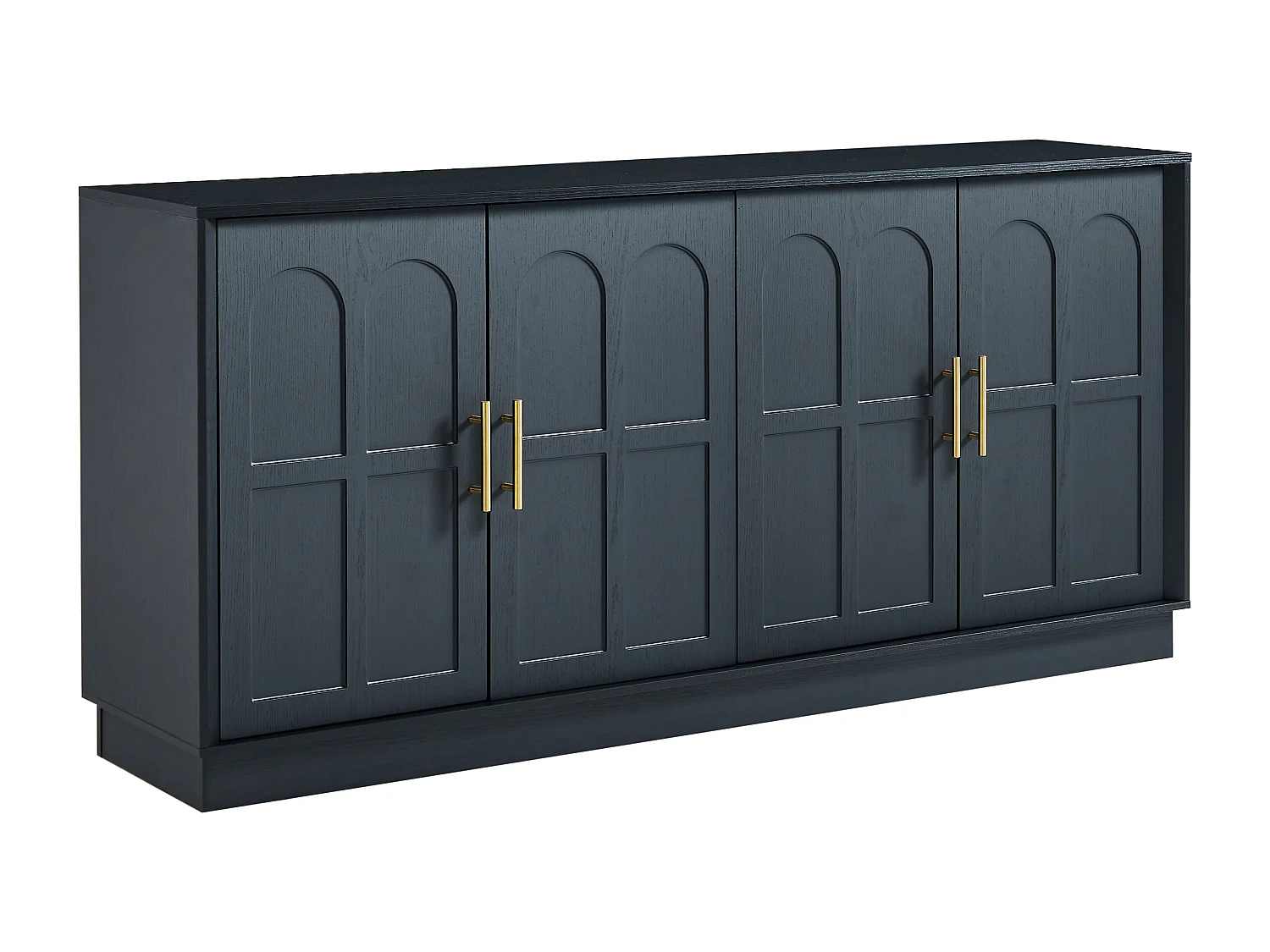 Buffet en MDF 169x40x80 cm avec 4 portes incurvées - Noir