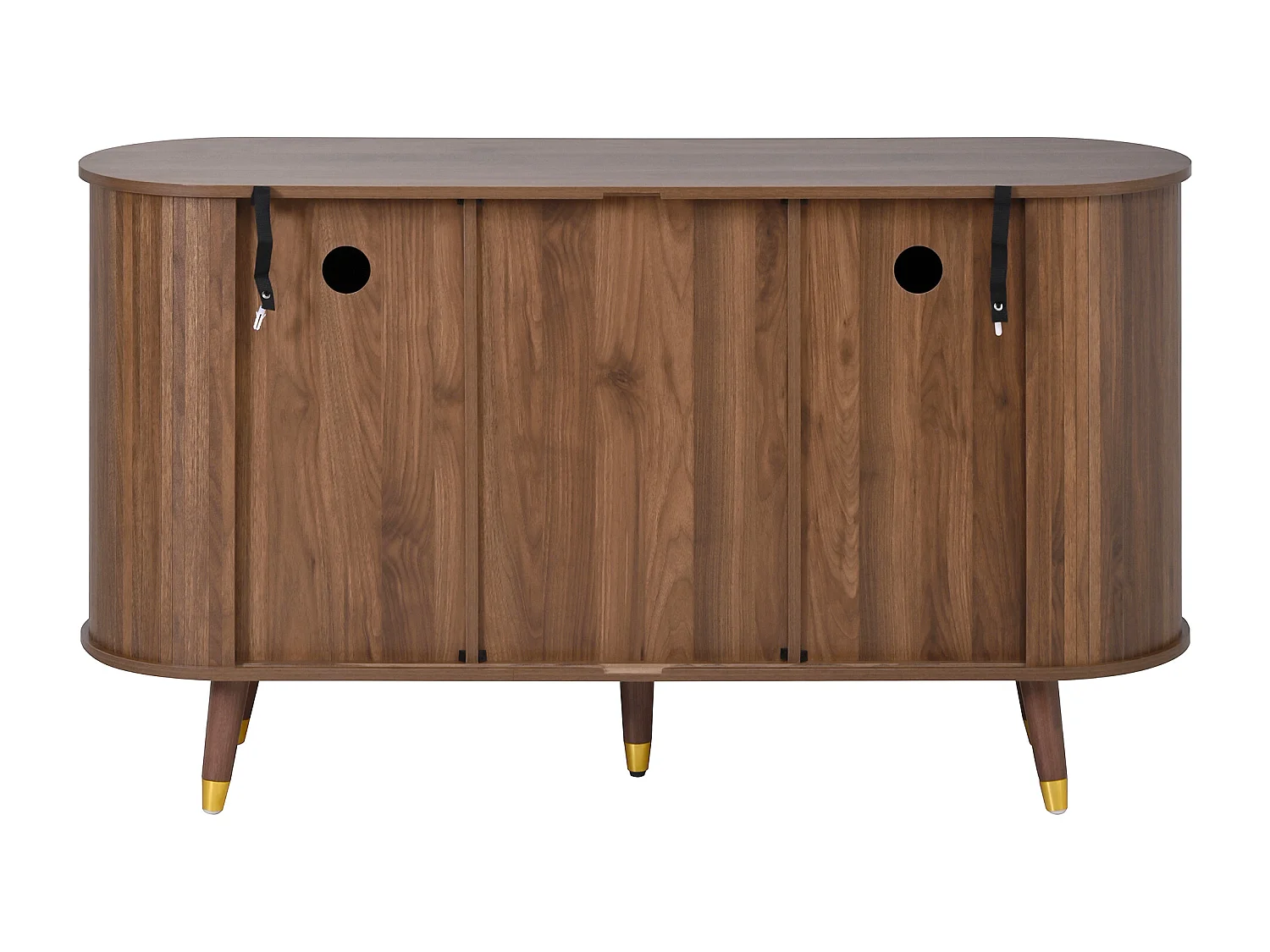 Buffet avec 2 portes coulissantes et 2 tiroirs - Angle arrondi pour le salon - Marron