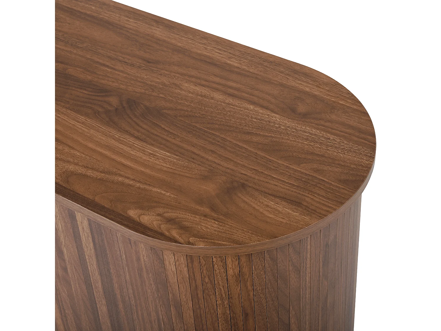 Buffet avec 2 portes coulissantes et 2 tiroirs - Angle arrondi pour le salon - Marron