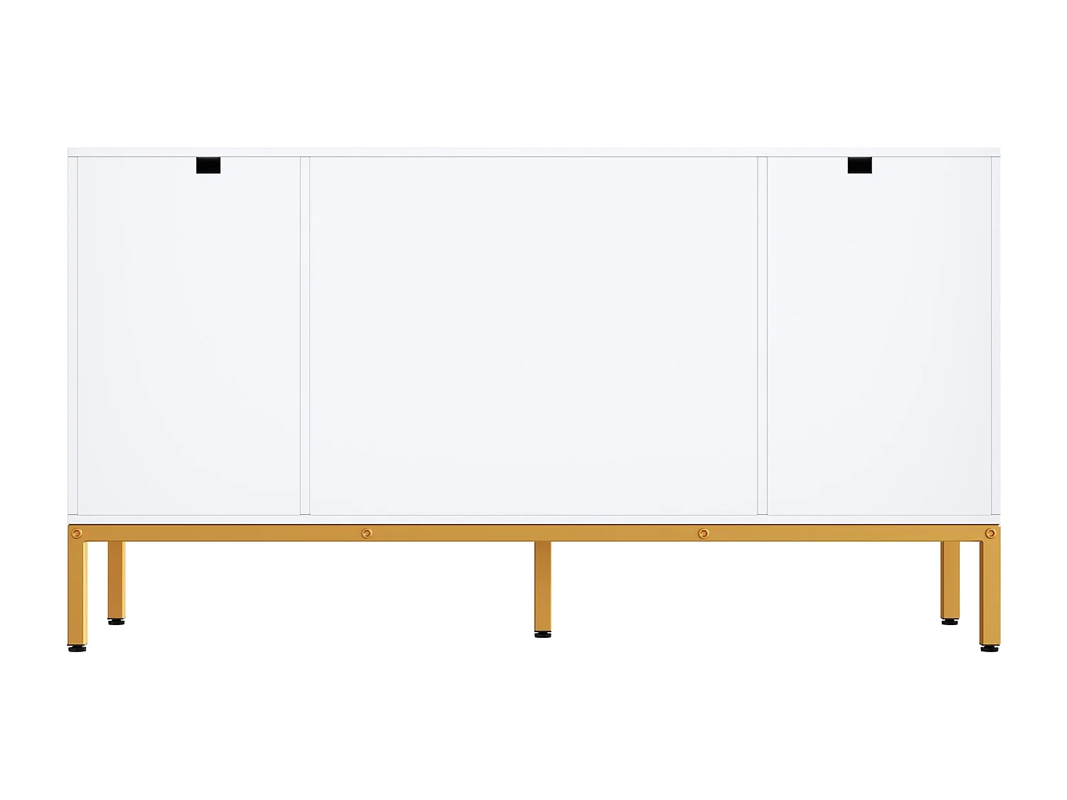 Buffet laqué brillant avec 4 portes - Pieds en métal dorés 140 × 40 × 80 cm