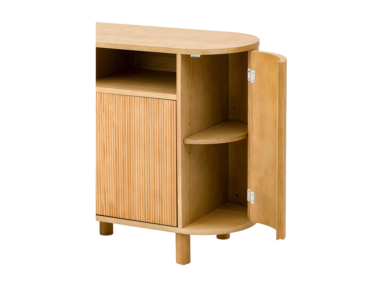Buffet avec 4 portes et rangement ouvert - Naturel clair 120 x 38 x 77 cm