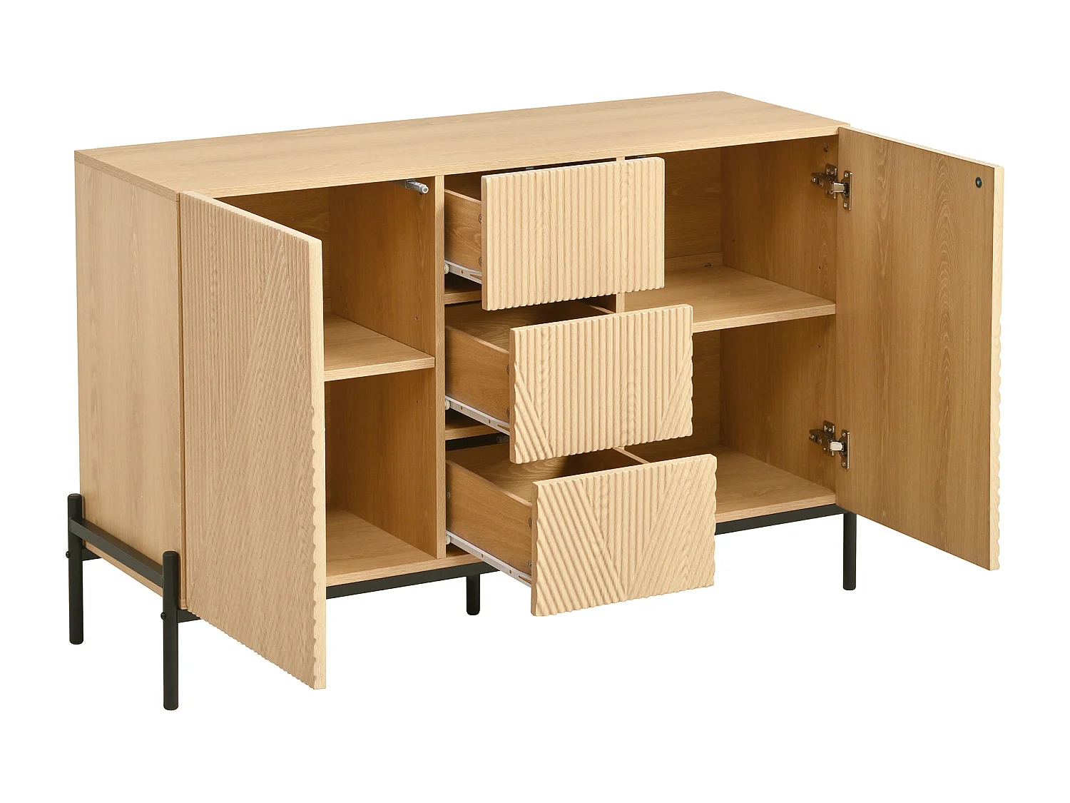Buffet avec 2 porte et 3 tiroirs pour salon/salle à manger - Couleur bois