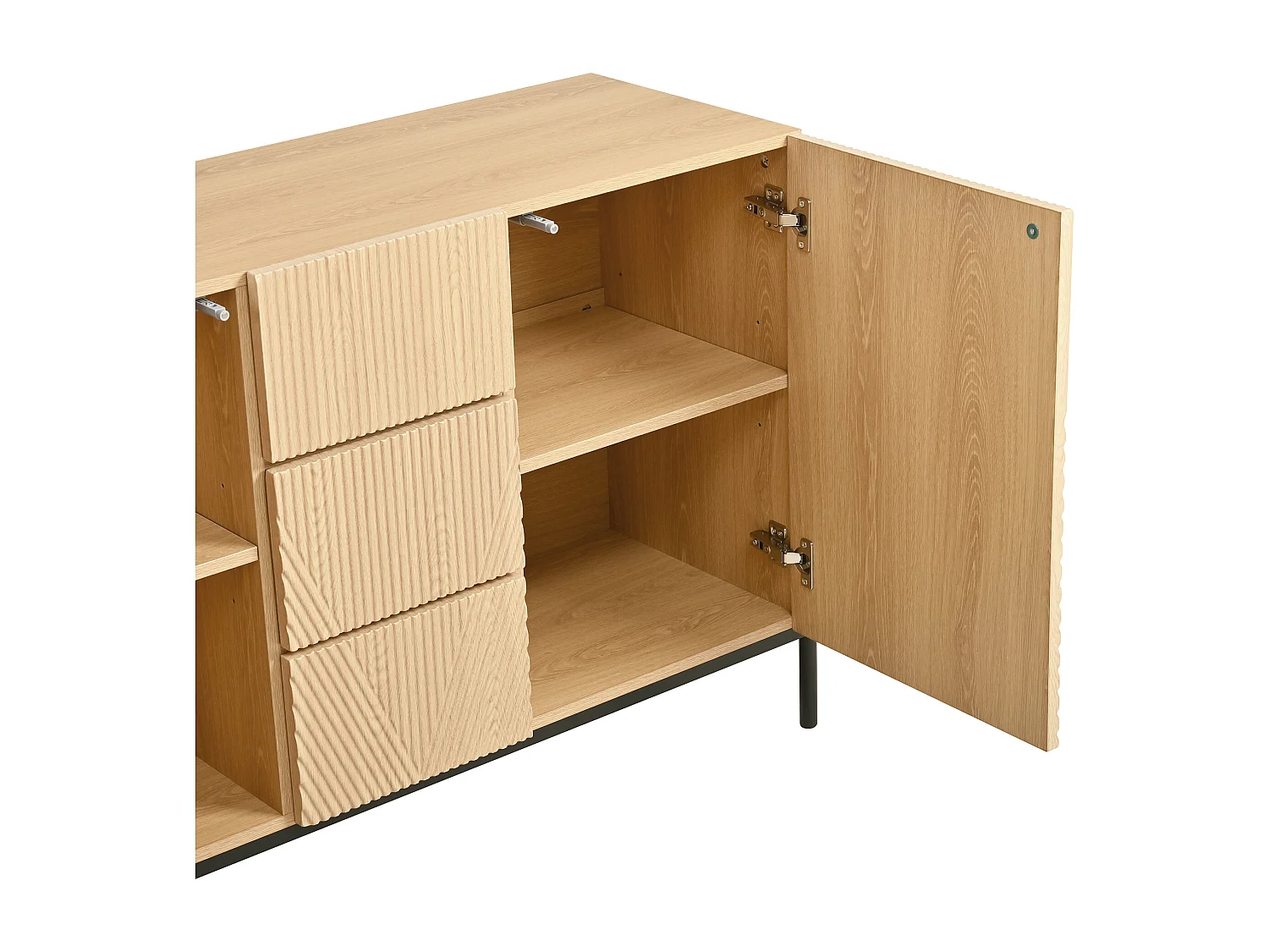 Buffet avec 2 porte et 3 tiroirs pour salon/salle à manger - Couleur bois