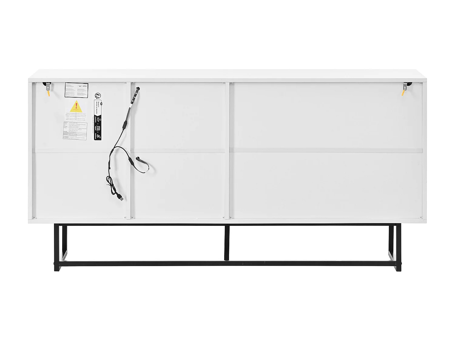 Buffet blanc avec 3 tiroirs, 2 portes et LED 160 x 36 x 78 cm