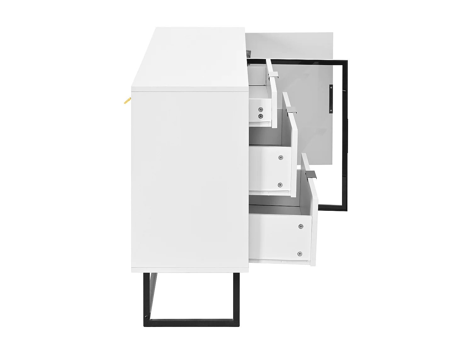 Buffet blanc avec 3 tiroirs, 2 portes et LED 160 x 36 x 78 cm