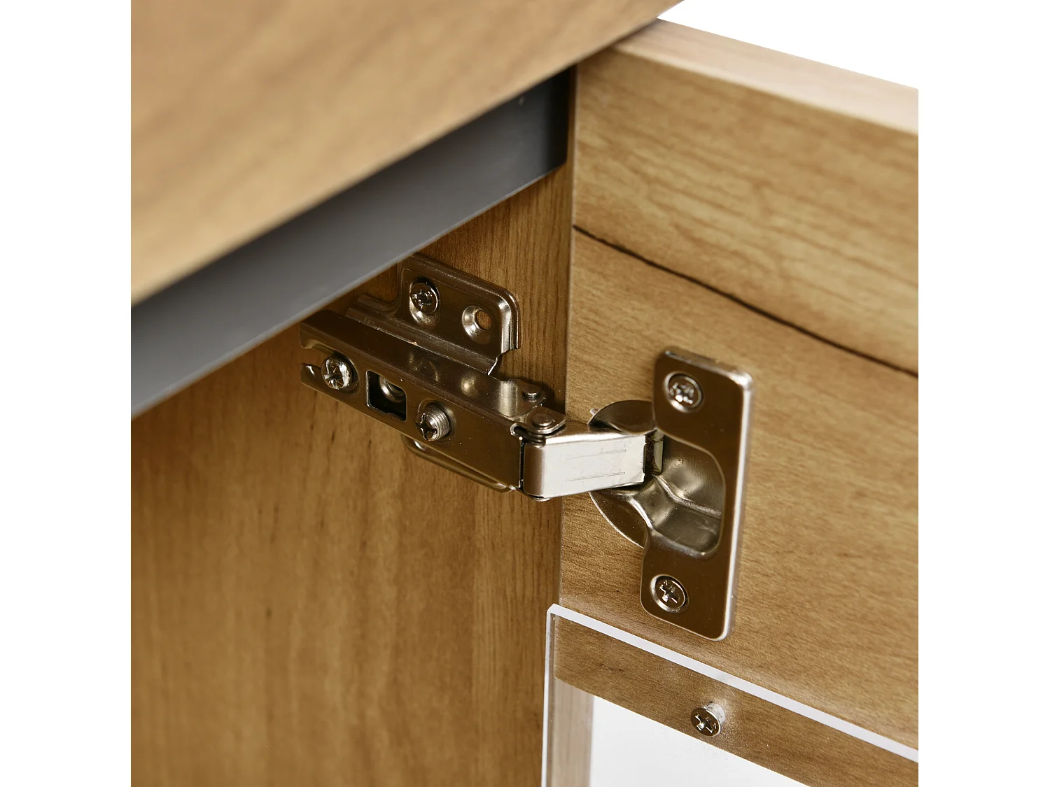 Buffet LED 140x35x80 cm avec 3 portes et 3 tiroirs - Naturel clair