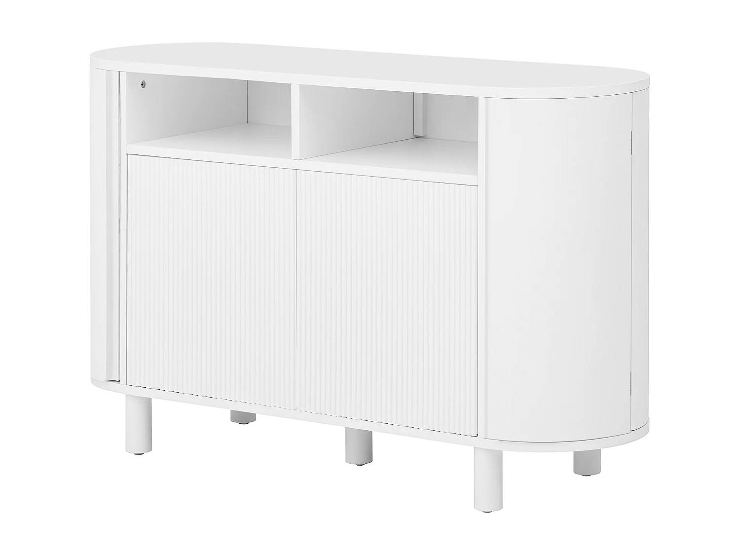Buffet avec 4 portes et rangement ouvert - Blanc 120 x 38 x 77 cm