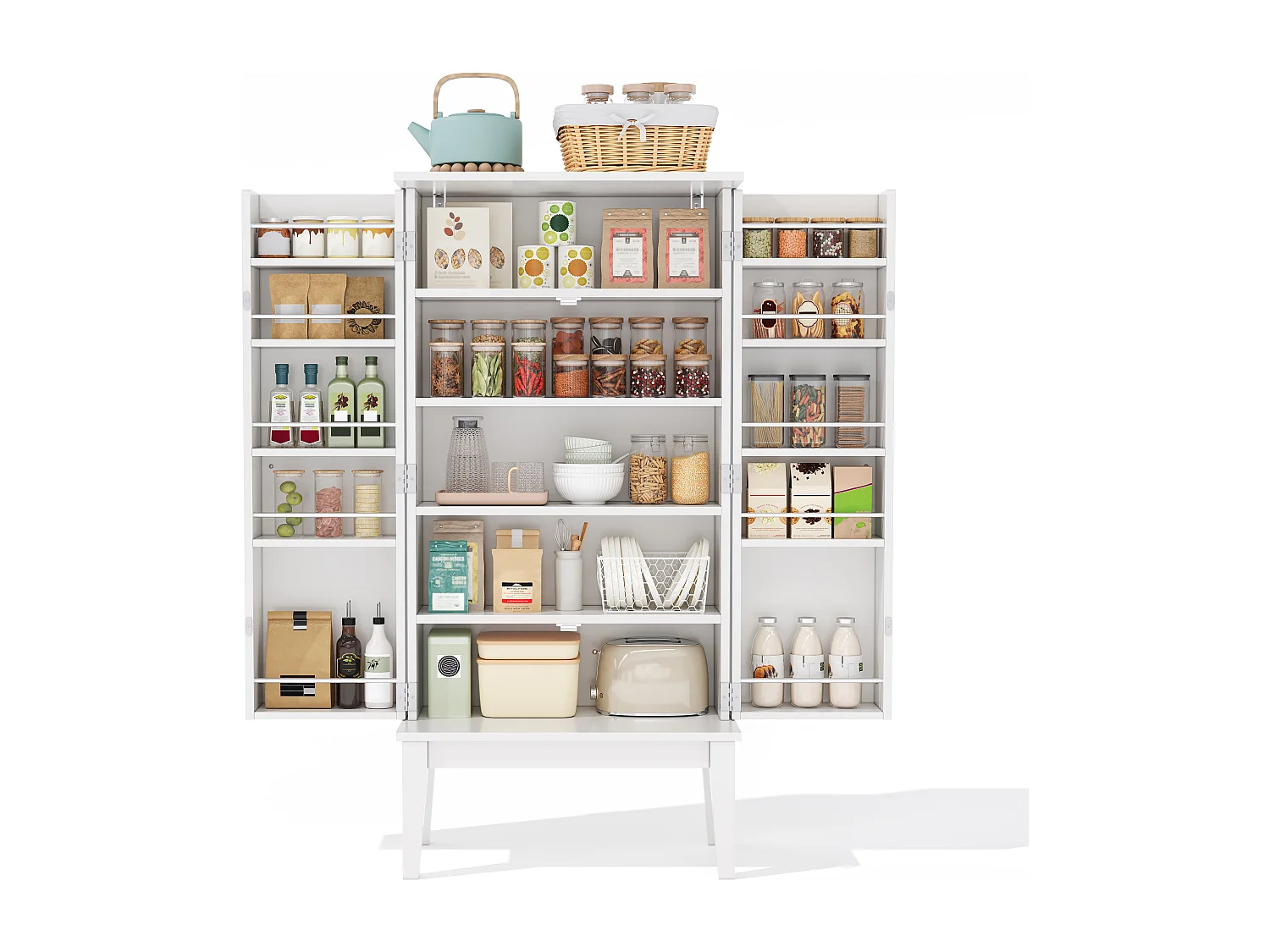 Buffet de cuisine avec 2 portes - Pour cuisine, salle à manger, salon - Blanc