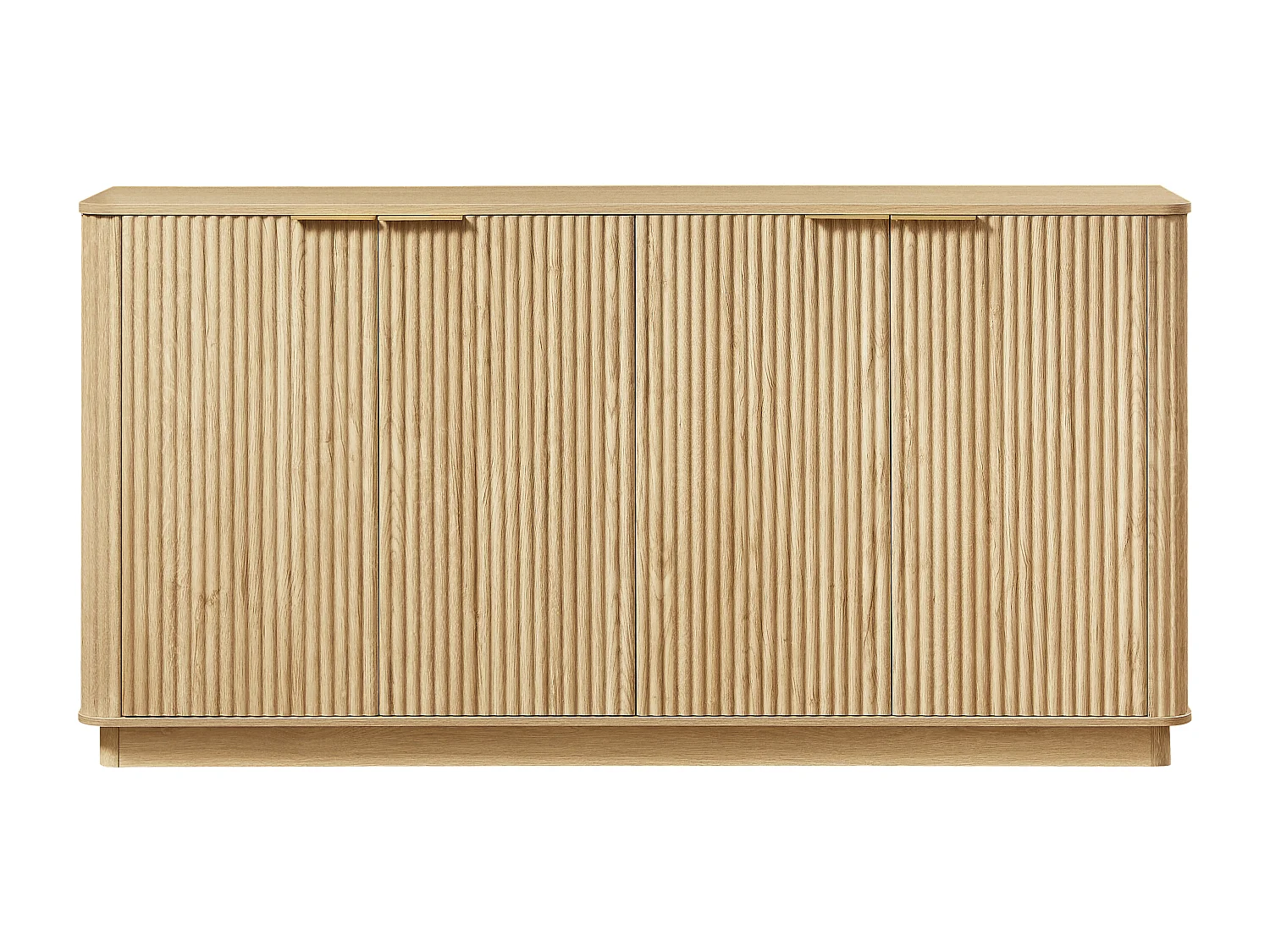 Buffet avec 4 portes rayures verticales - Couleur bois 160 x 40 x 80 cm