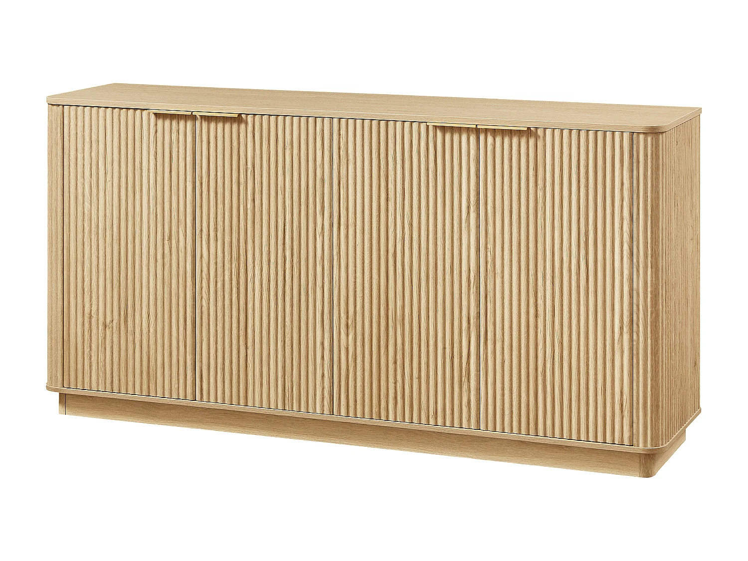 Buffet avec 4 portes rayures verticales - Couleur bois 160 x 40 x 80 cm