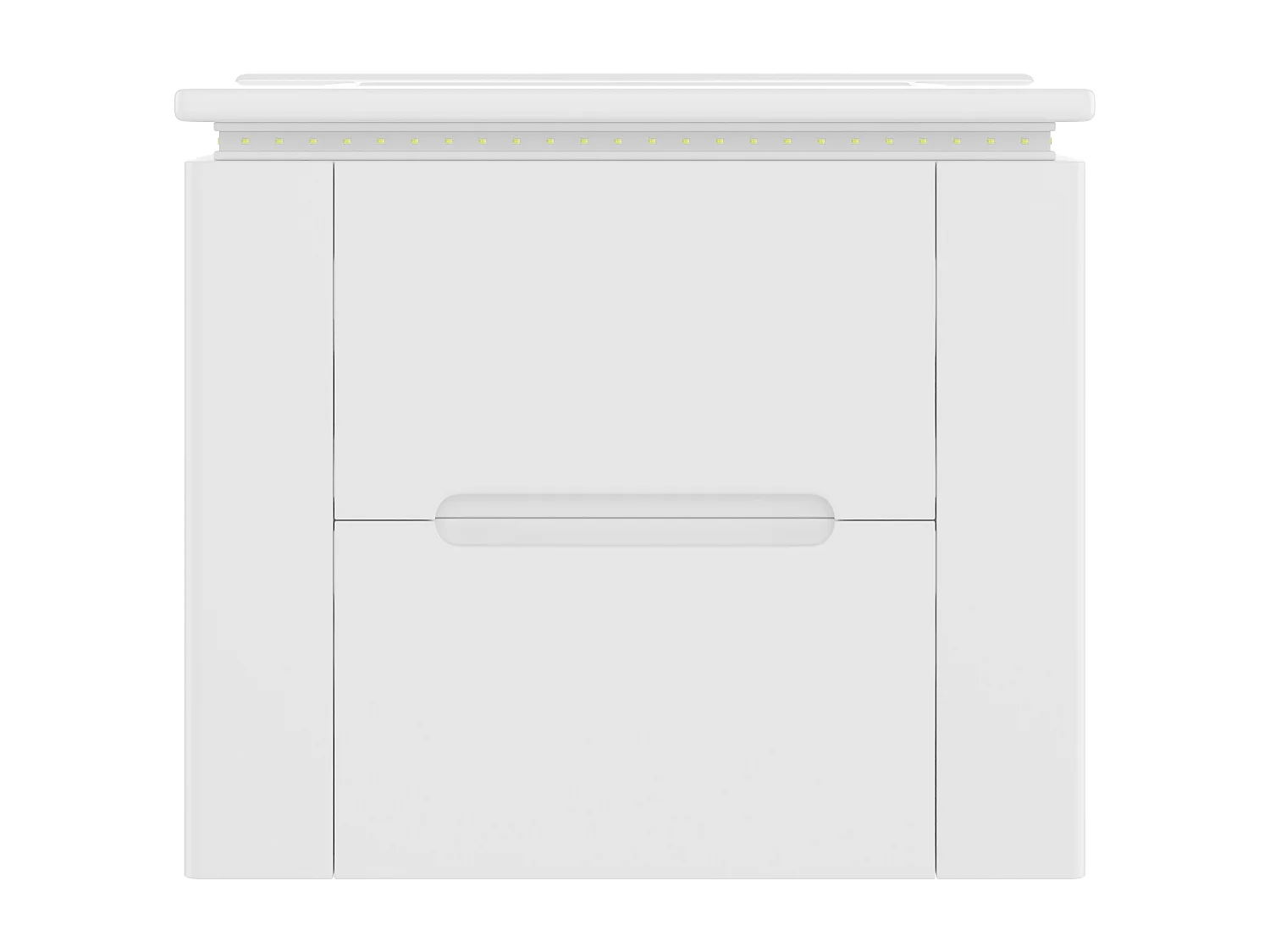 Gelakt wandmeubel voor de badkamer met ledverlichting, 2 lades en 2 zijplanken - Wit