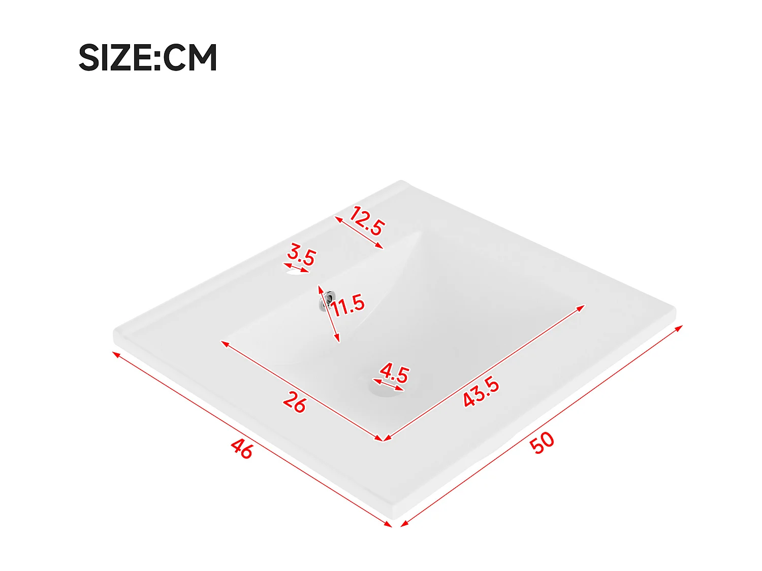 Vrijstaande badkamerkast - Met keramische wasbak + deur + lade - Wit