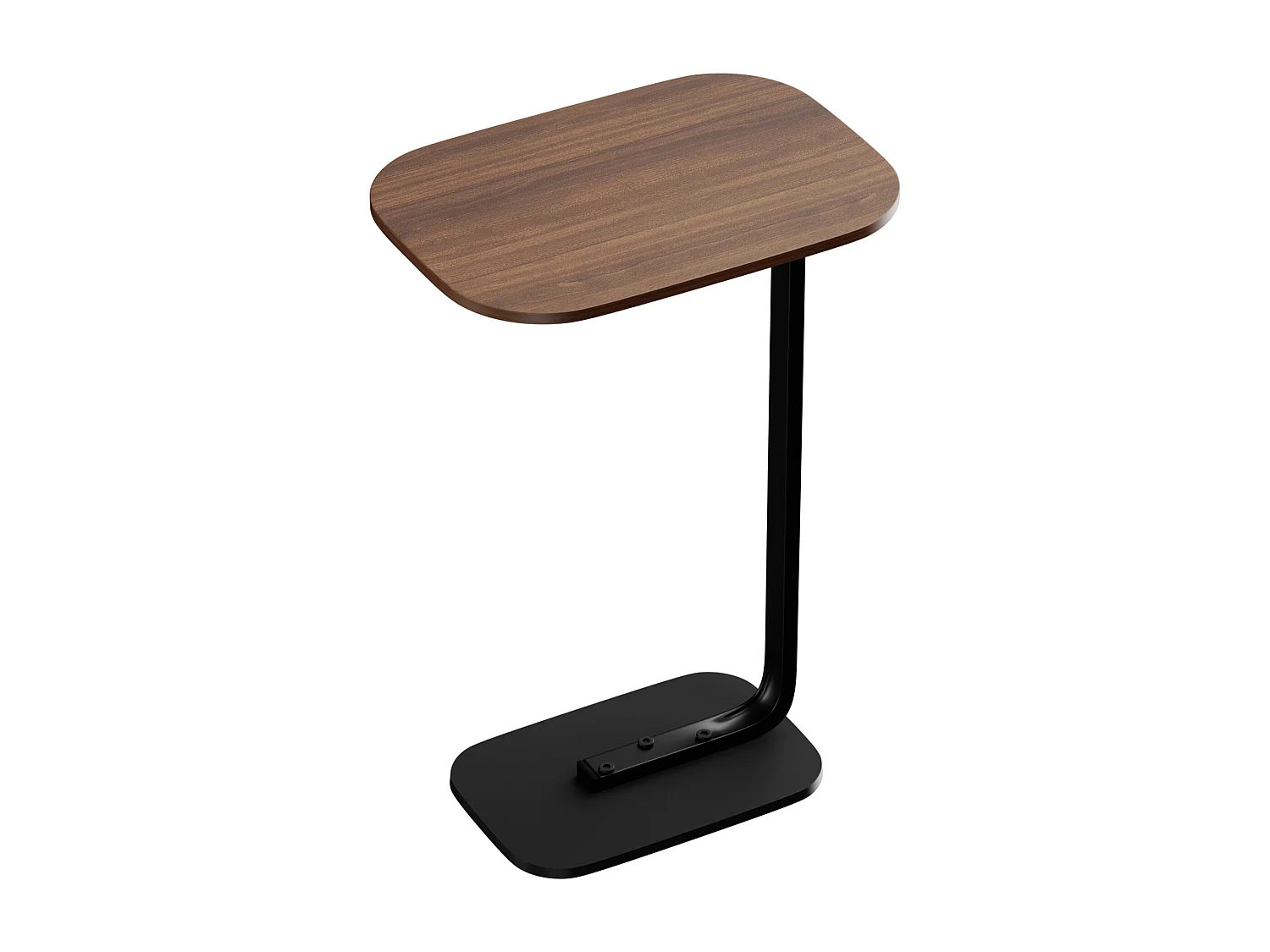 Table d’appoint en forme C pour canapé – Plateau effet bois - Couleur bois foncé et noir