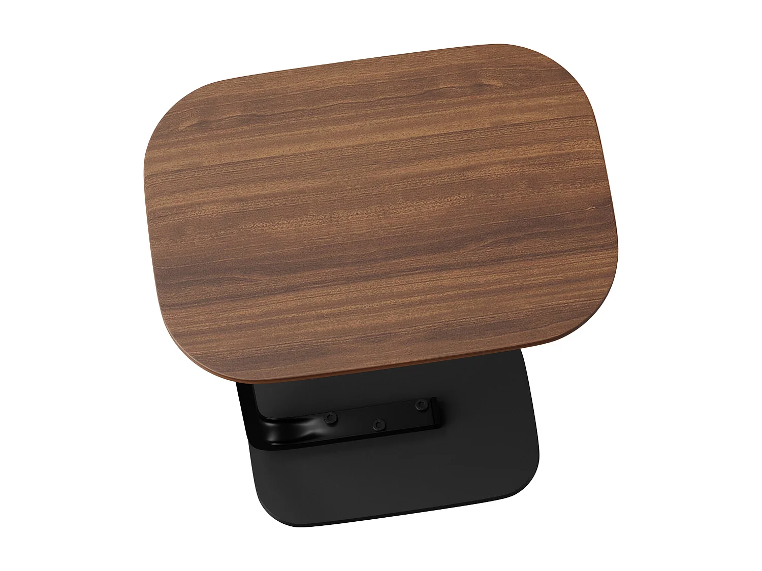 Table d’appoint en forme C pour canapé – Plateau effet bois - Couleur bois foncé et noir