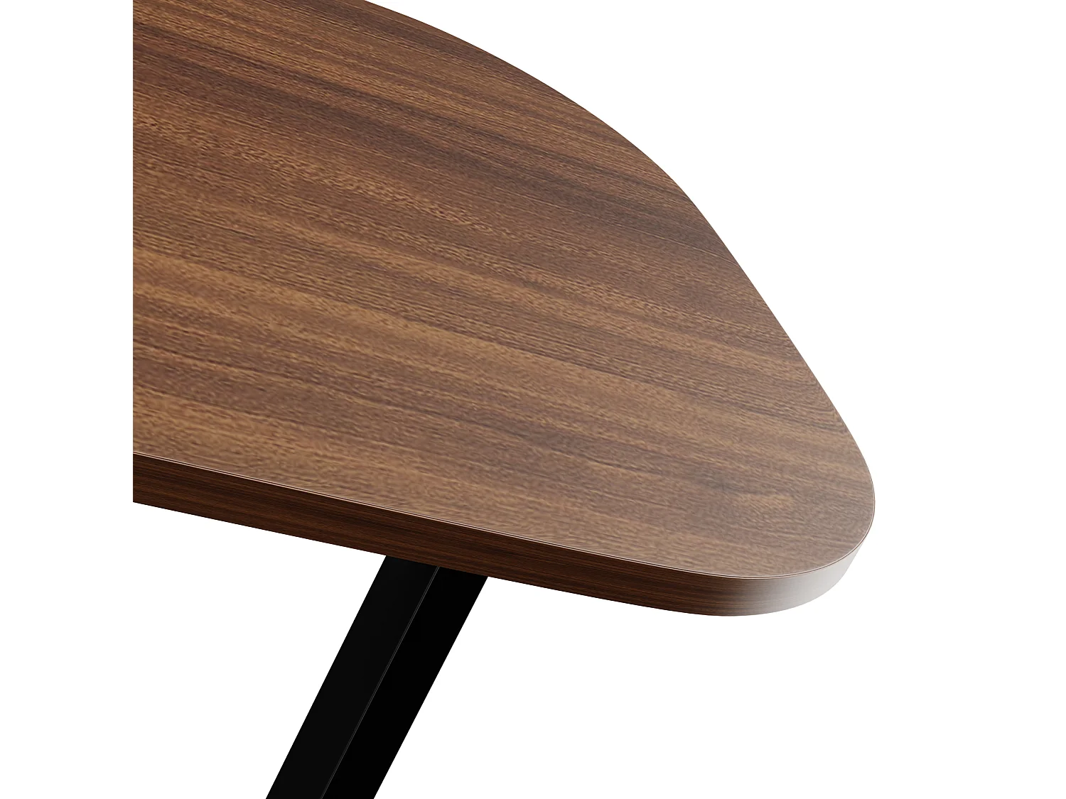 Table d’appoint en forme C pour canapé – Plateau effet bois - Couleur bois foncé et noir
