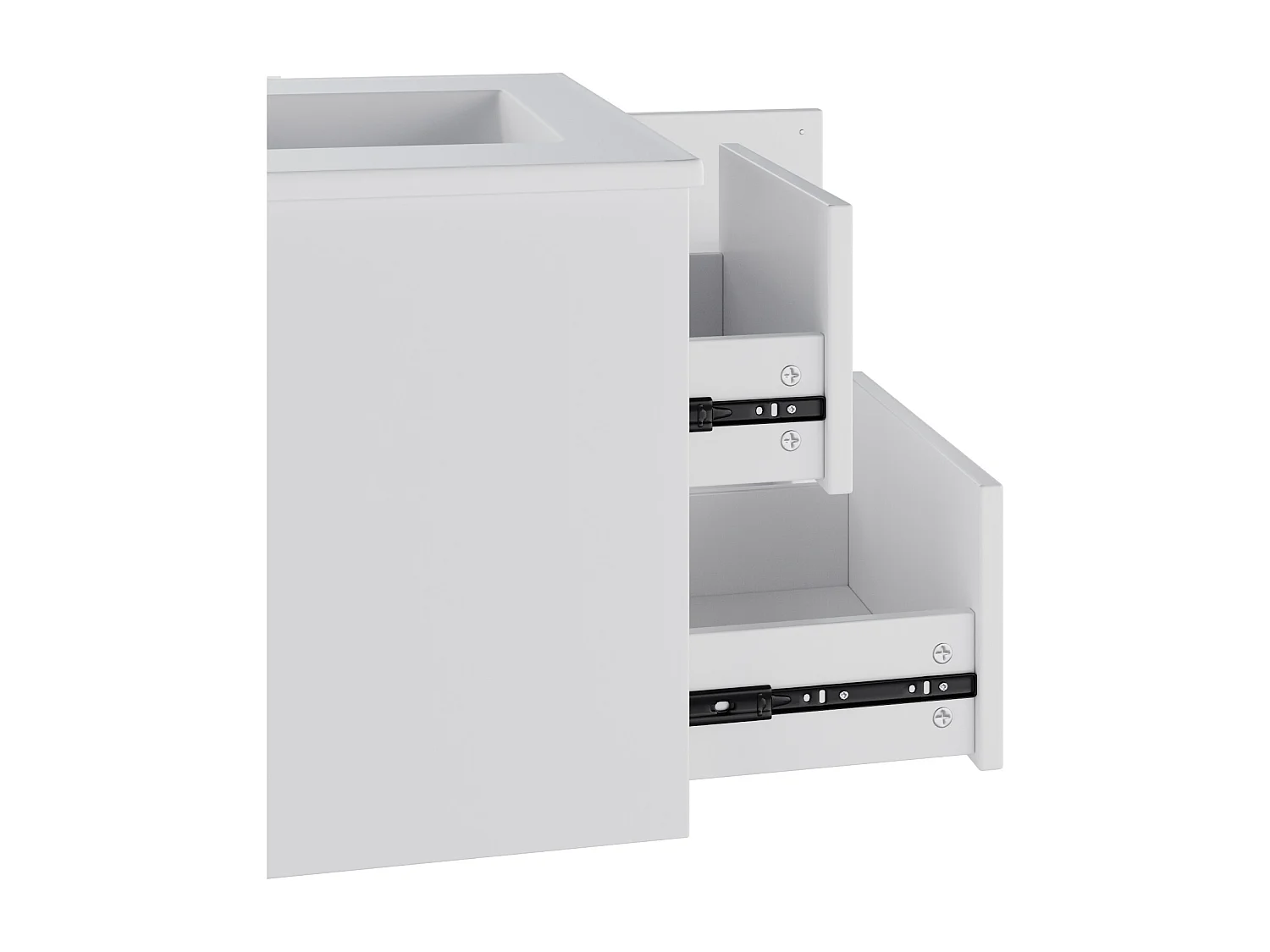 Móvel de casa de banho suspenso com 2 gavetas e iluminação LED - Branco