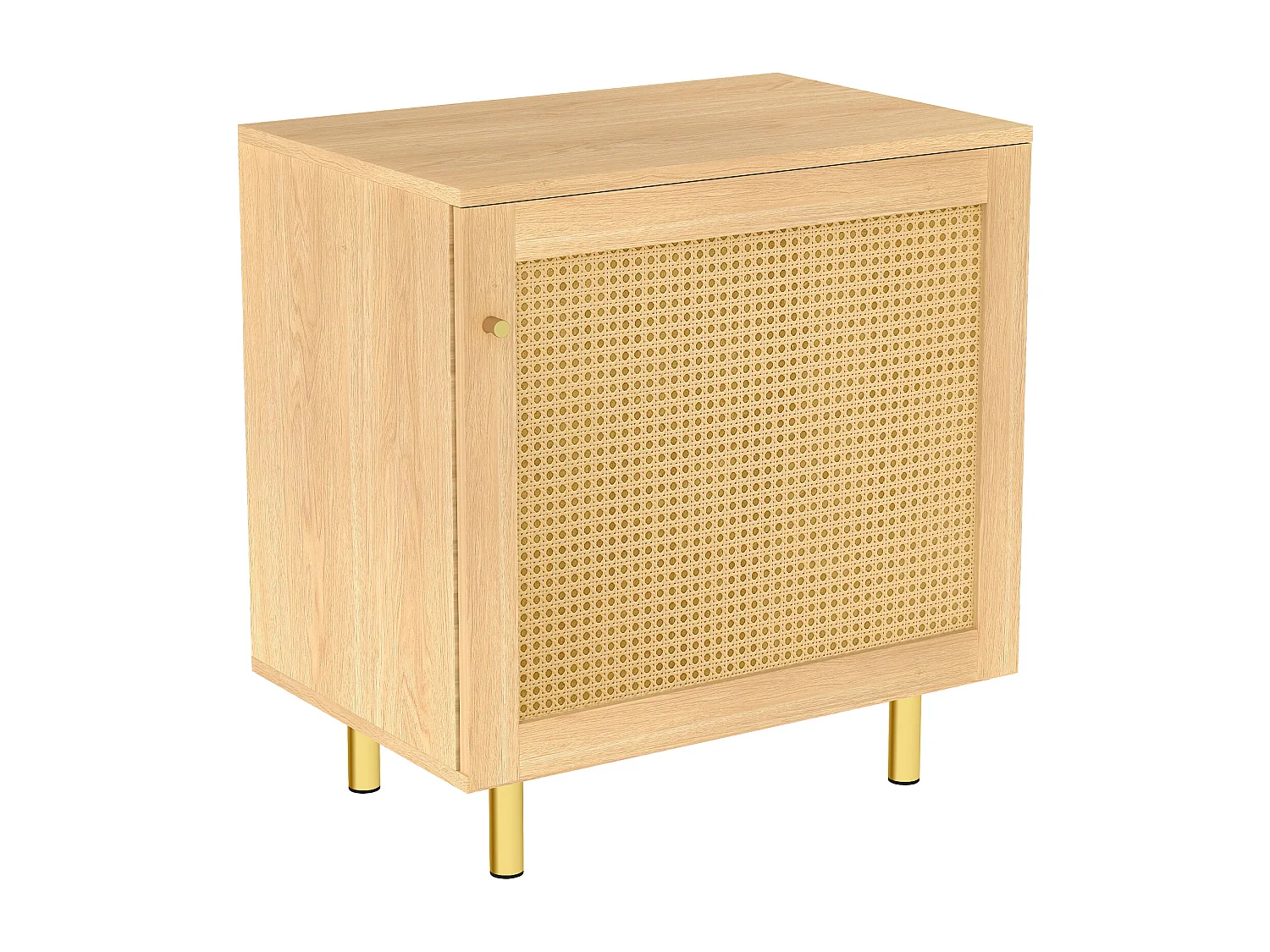 Buffet modulable avec 3 portes bois naturel - Pieds métal doré