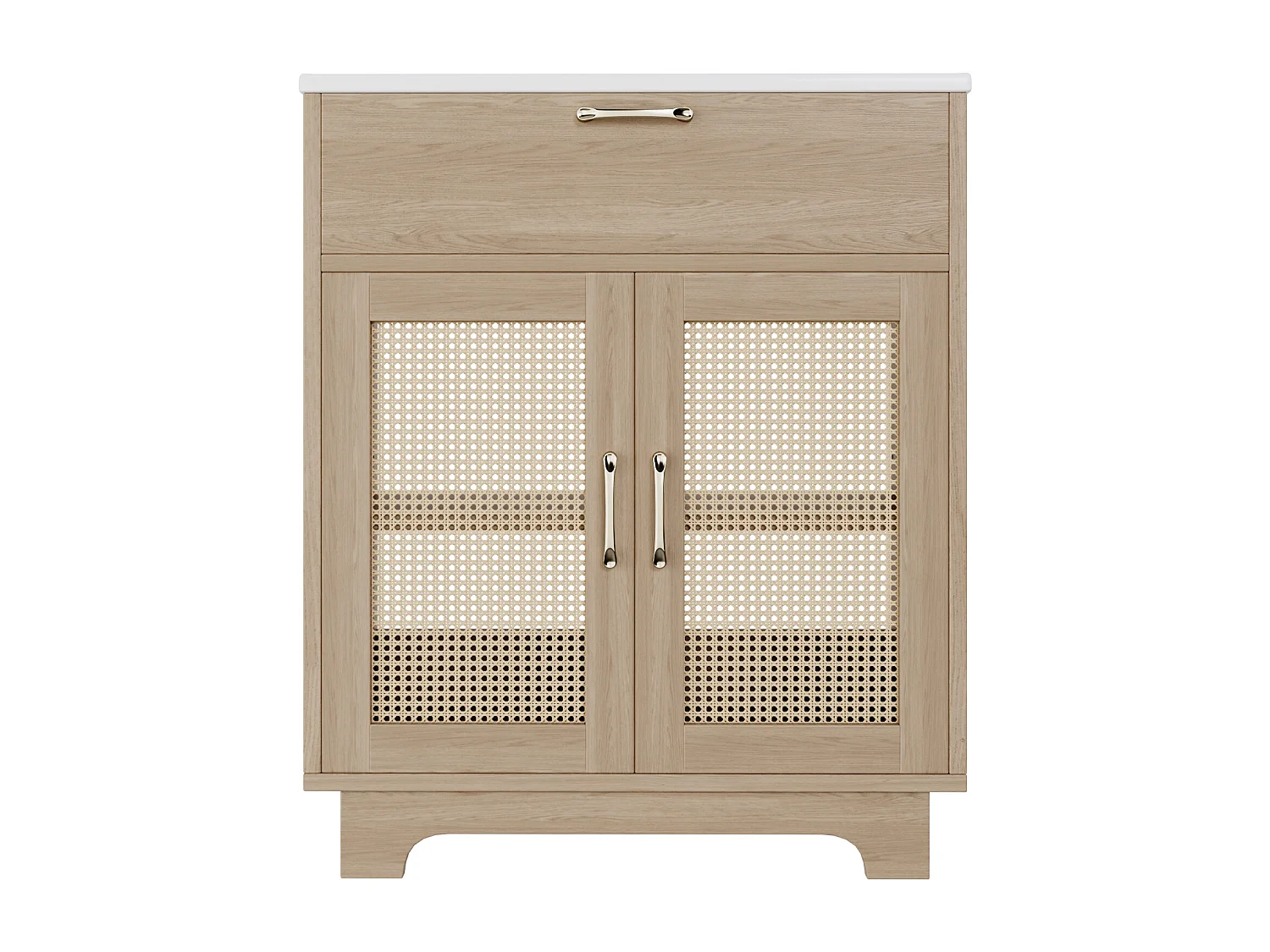 Meuble de Salle de Bain avec 2 portes + vasque à poser en céramique - Naturel clair