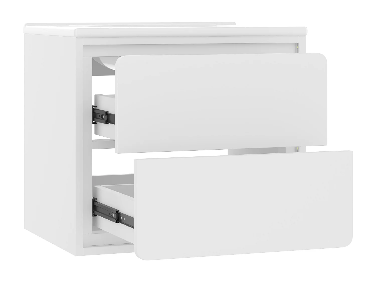 Wandgemonteerde badkamerkast 60 x 46 x 50 cm met ledverlichting en 2 lades - Wit gelakt