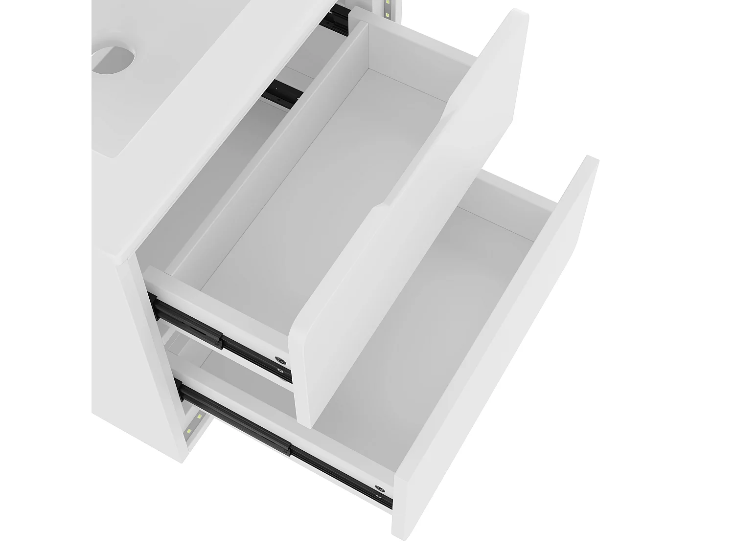 Wandgemonteerde badkamerkast 60 x 46 x 50 cm met ledverlichting en 2 lades - Wit gelakt