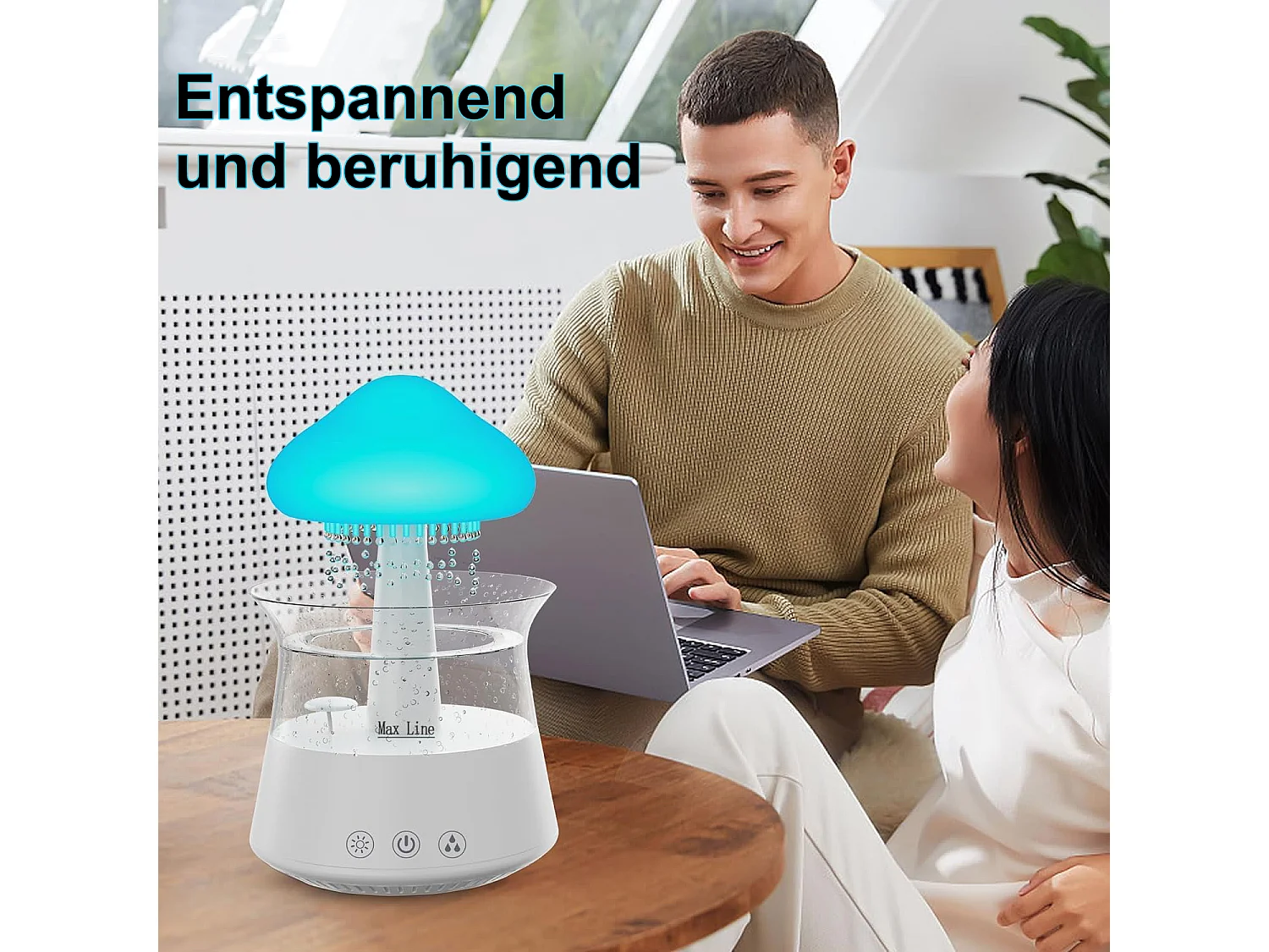 Humidificateur en forme de champignon blanc avec lumière d'ambiance 7couleurs