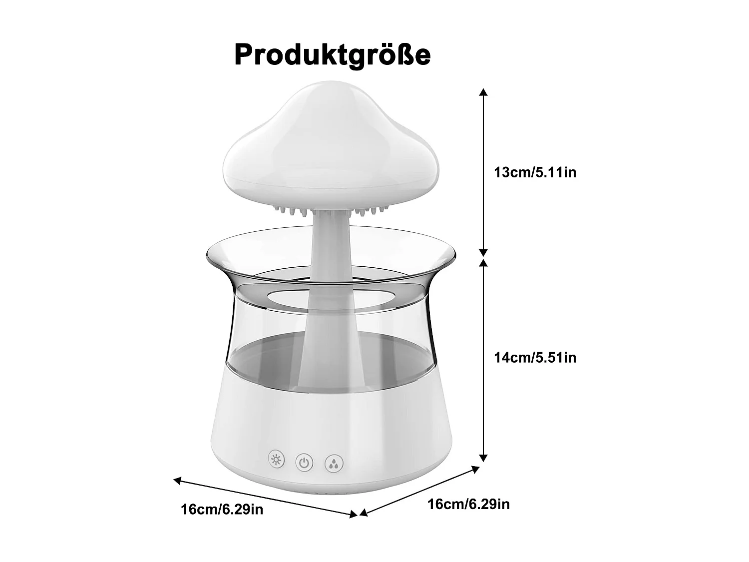 Humidificateur en forme de champignon blanc avec lumière d'ambiance 7couleurs
