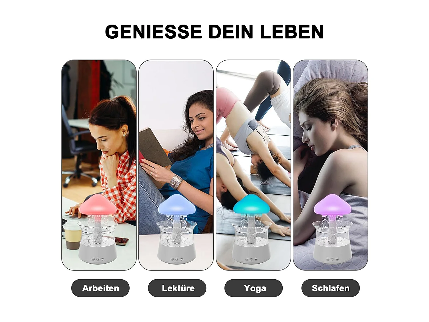 Humidificateur en forme de champignon blanc avec lumière d'ambiance 7couleurs