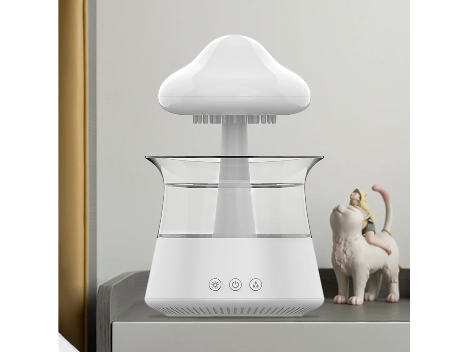 Humidificateur en forme de champignon blanc avec lumière d'ambiance 7couleurs