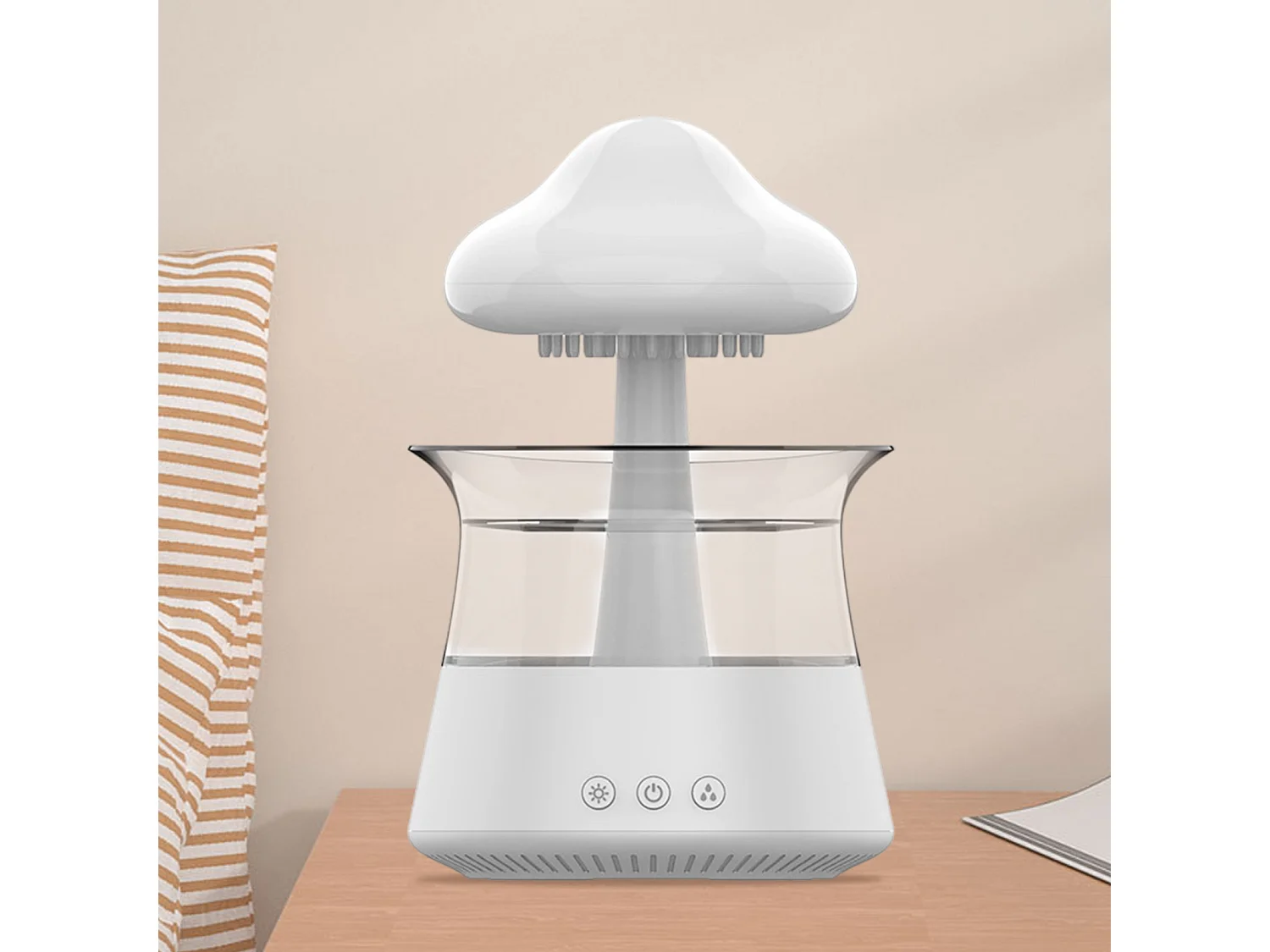 Humidificateur en forme de champignon blanc avec lumière d'ambiance 7couleurs