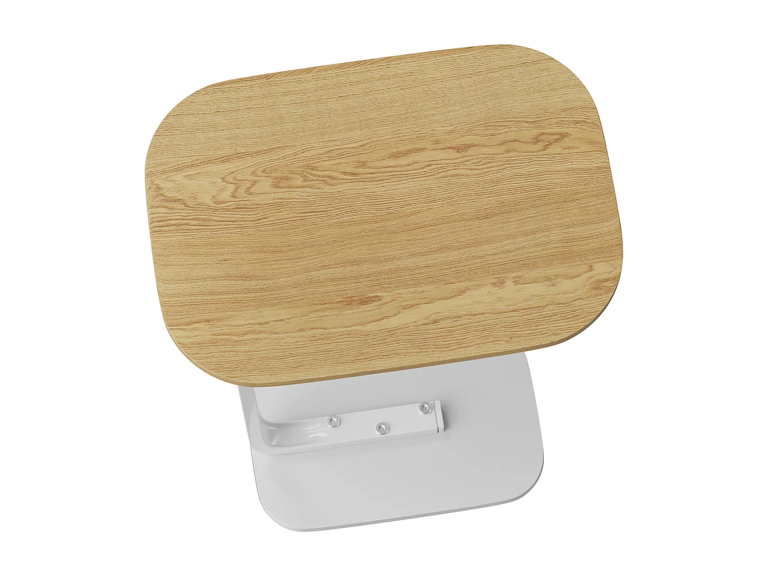Table d’appoint en forme C pour canapé – Plateau effet bois - Couleur bois cliar et blanc