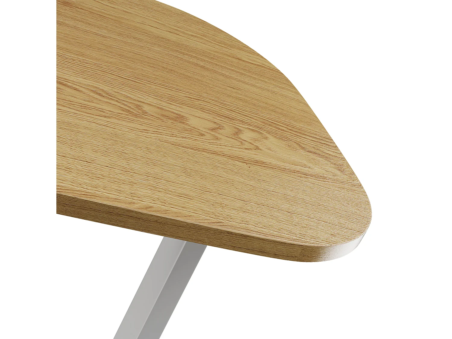 Table d’appoint en forme C pour canapé – Plateau effet bois - Couleur bois cliar et blanc