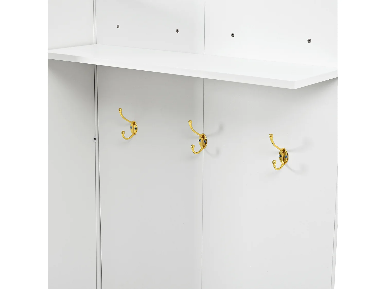 Armadio bianco con specchio, asta appendiabiti, panca e 2 cassetti 120x35x190 cm