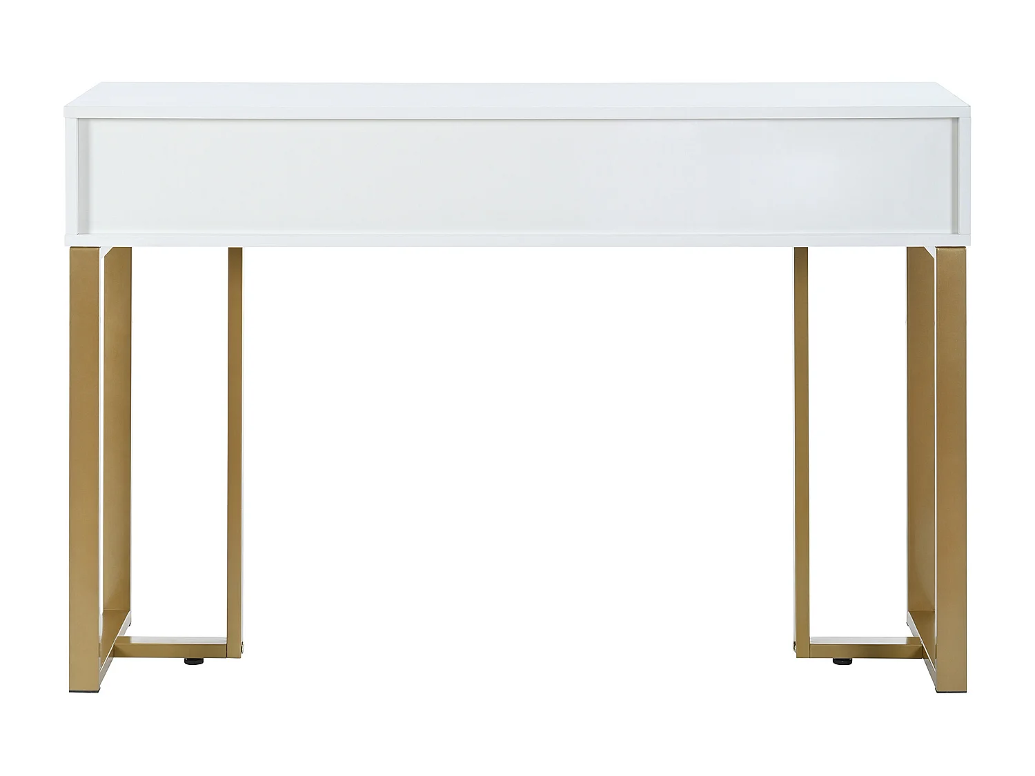 Console moderne avec 2 tiroirs, structure métal dorée - Blanc + or