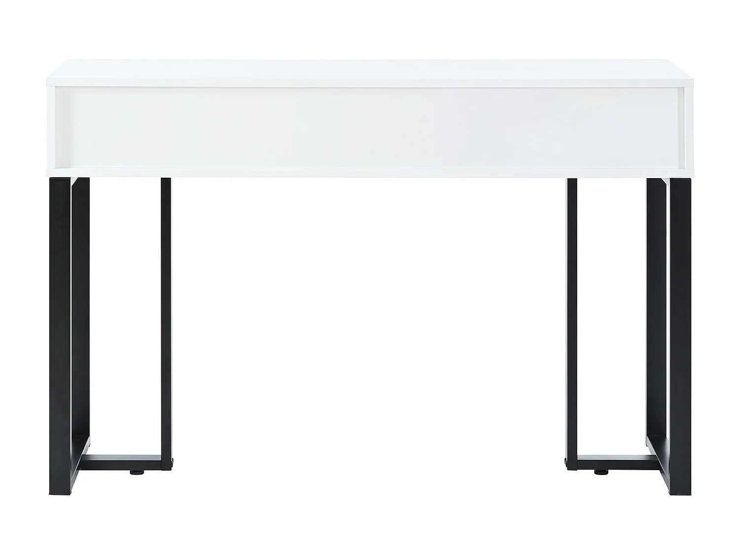 Console moderne avec 2 tiroirs, structure métal noir - Blanc + noir