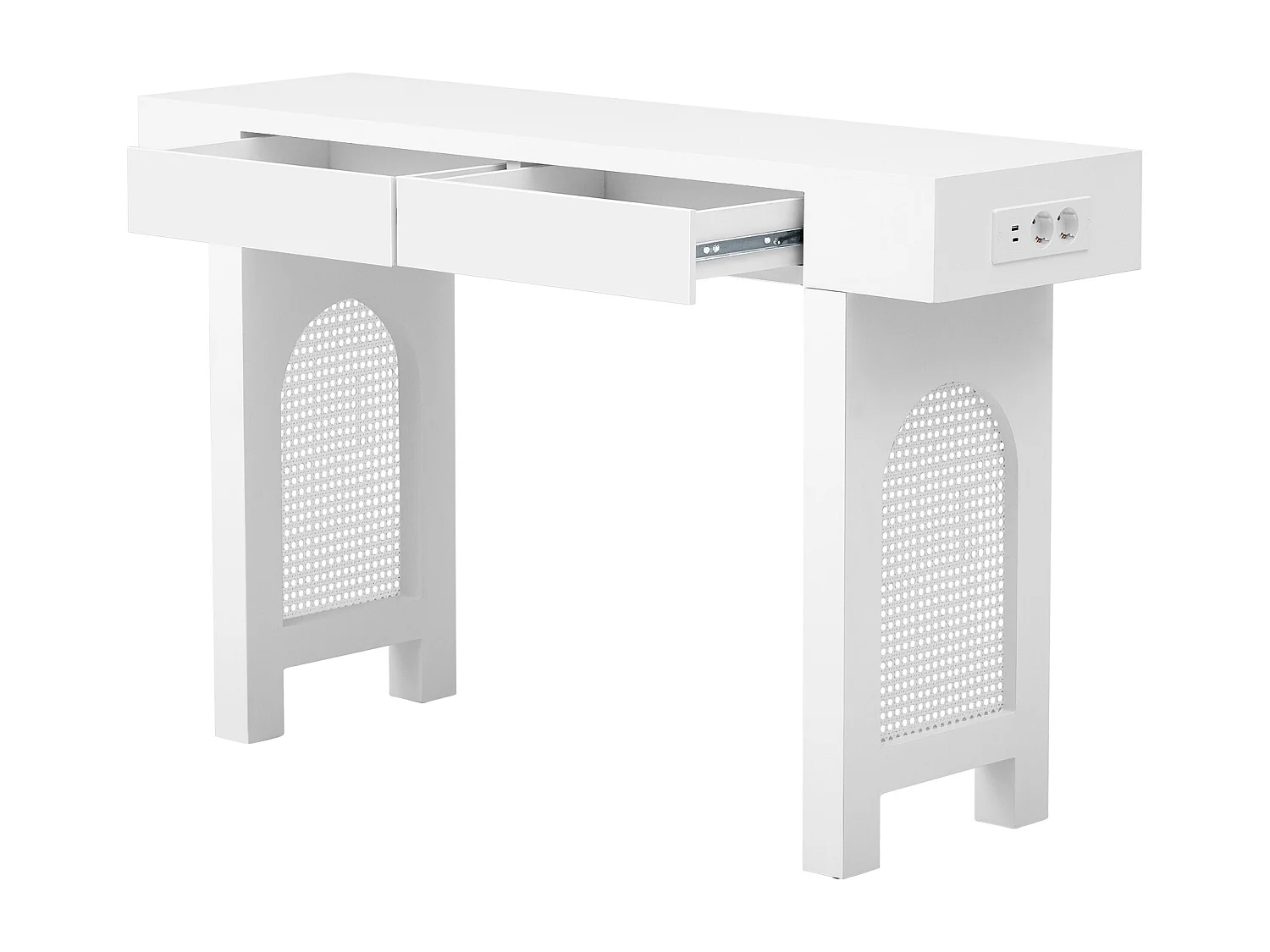 Haltafel met 2 lades en USB/Type-C-poorten - Wit