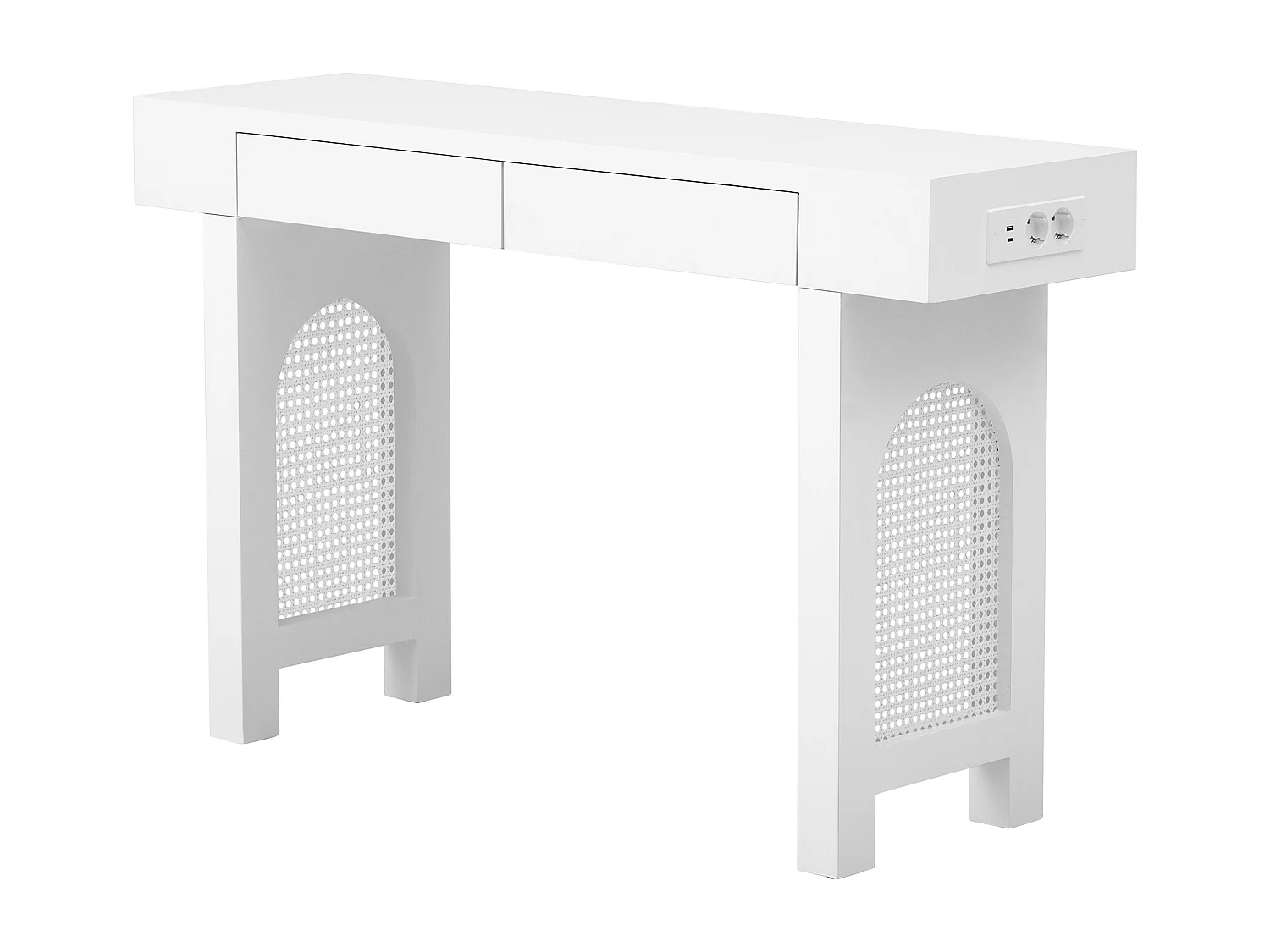 Haltafel met 2 lades en USB/Type-C-poorten - Wit