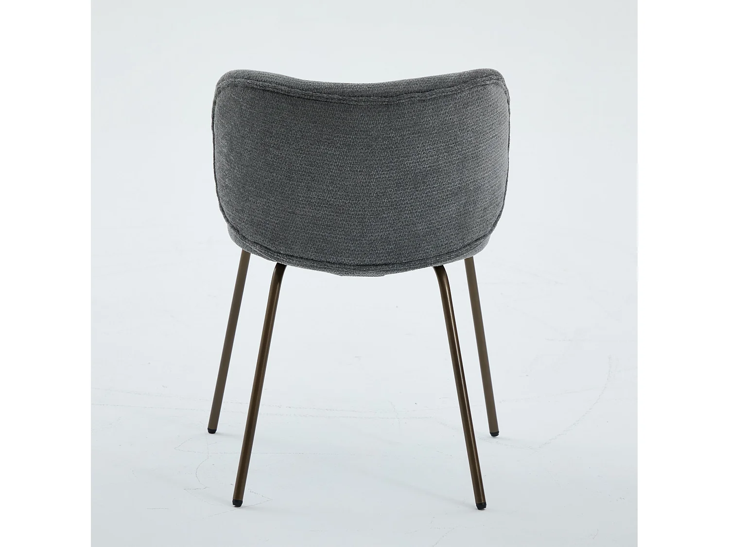 Lot de 2 chaises de salle à manger en chenille gris- Pieds métal bronze