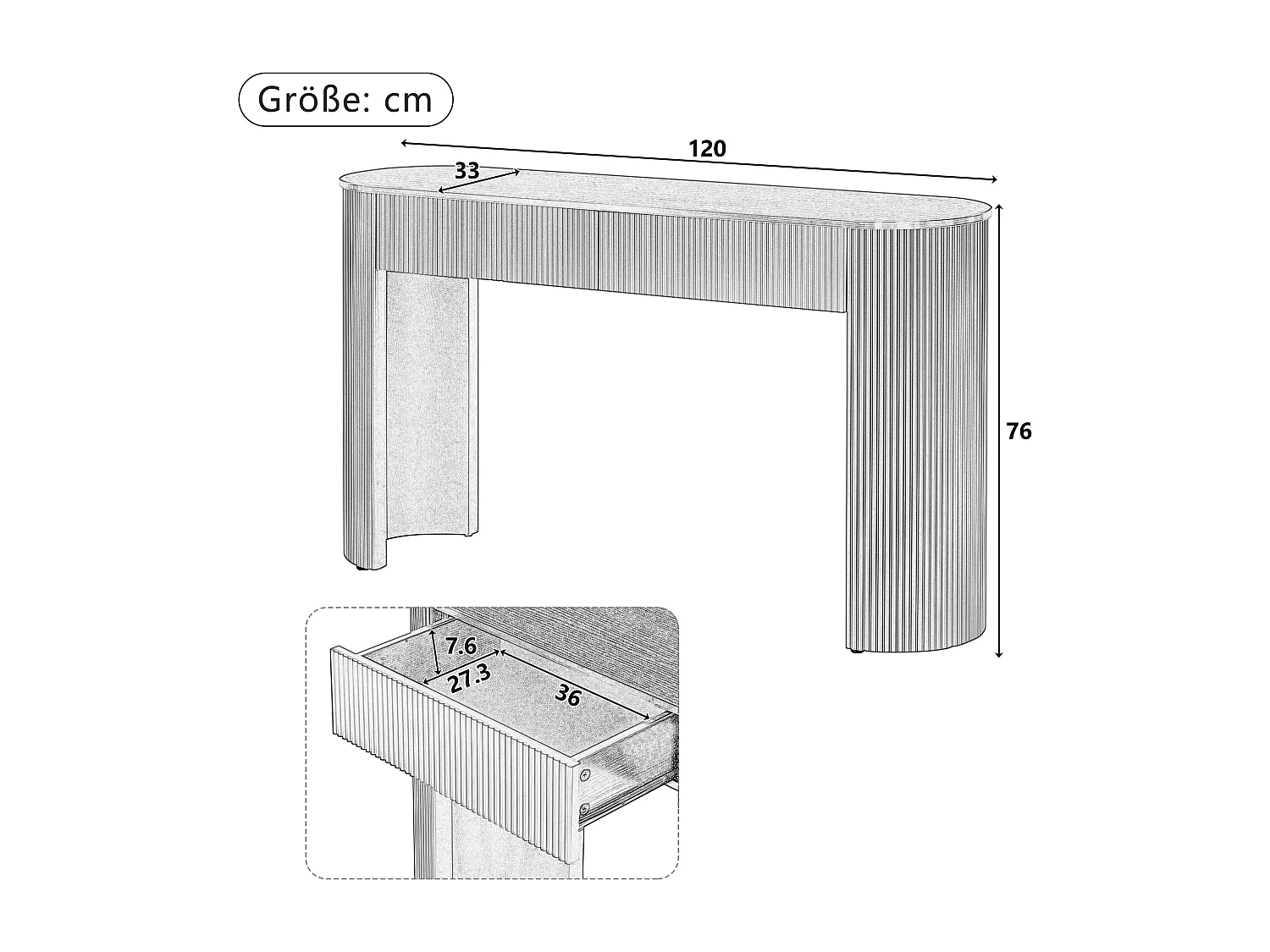 Console avec 2 tiroirs pour l'entrée - Pieds réglables - Blanc