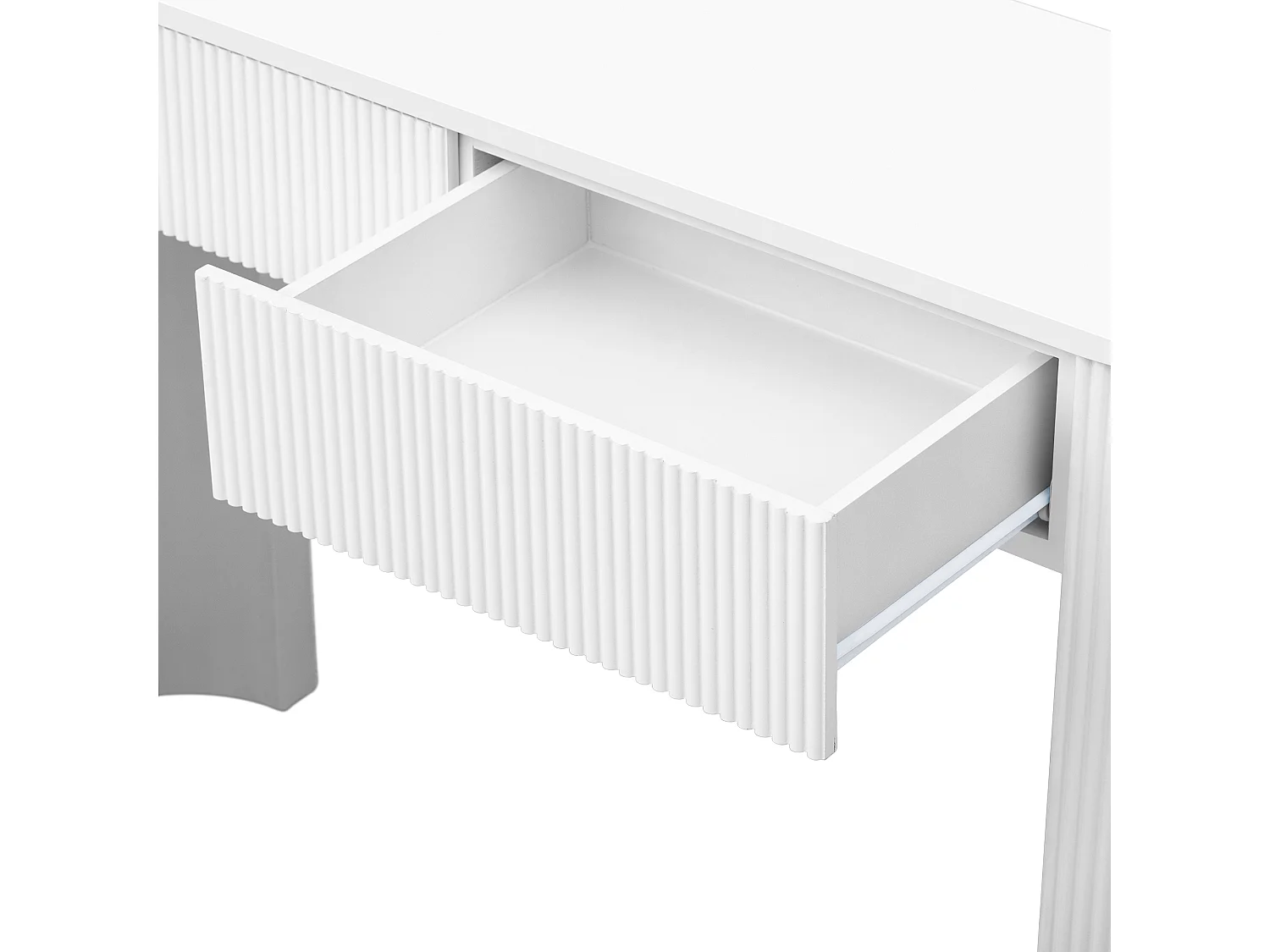 Console avec 2 tiroirs pour l'entrée - Pieds réglables - Blanc