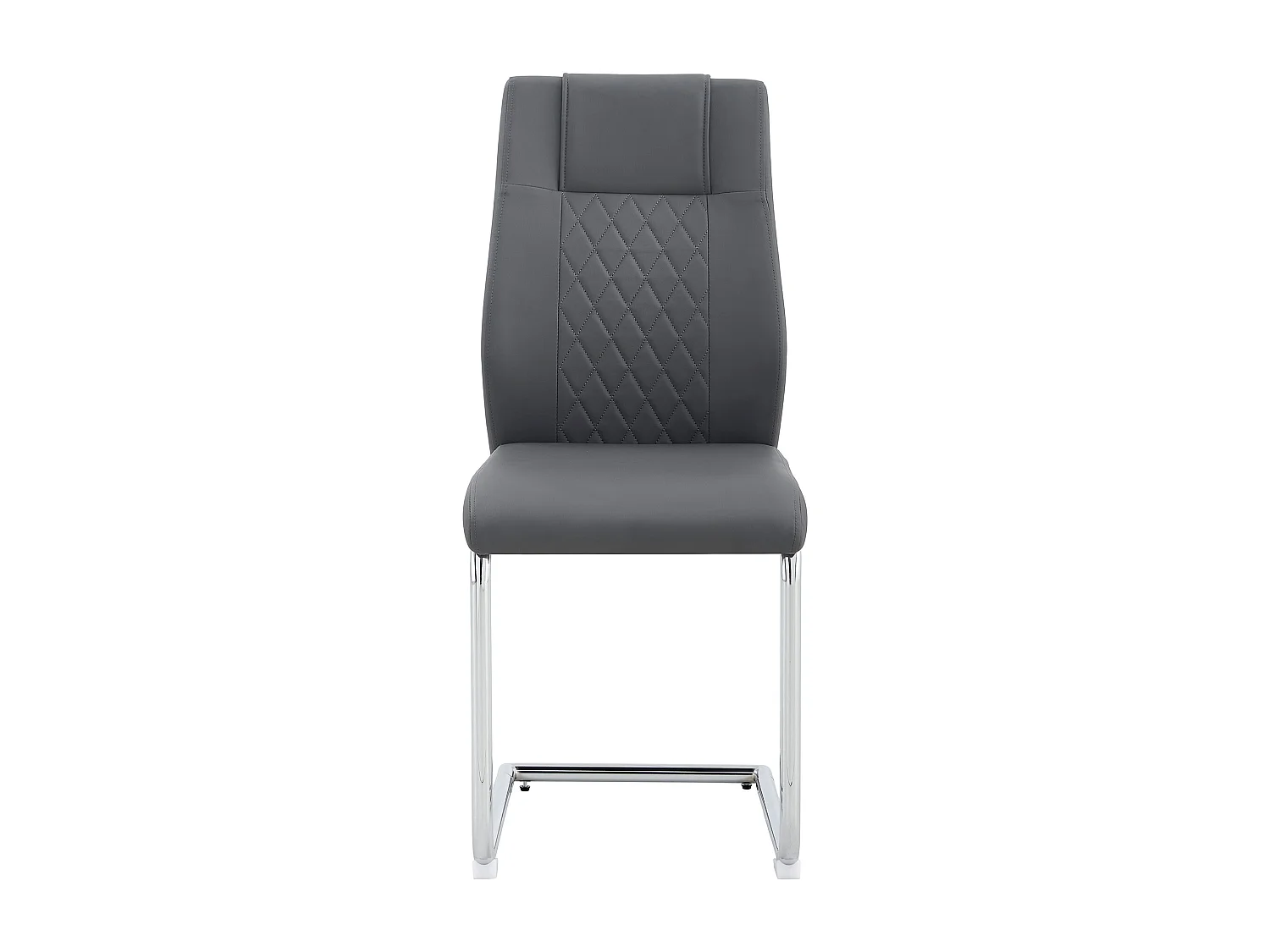 Lot de 4 chaises en simili cuir PU gris foncé - Pieds métal argenté antidérapants