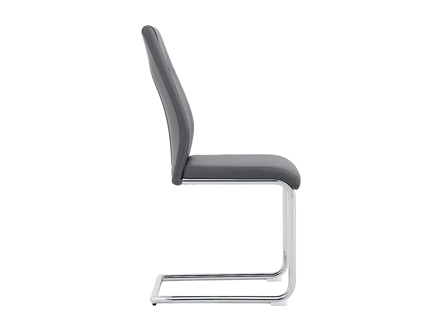 Lot de 4 chaises en simili cuir PU gris foncé - Pieds métal argenté antidérapants