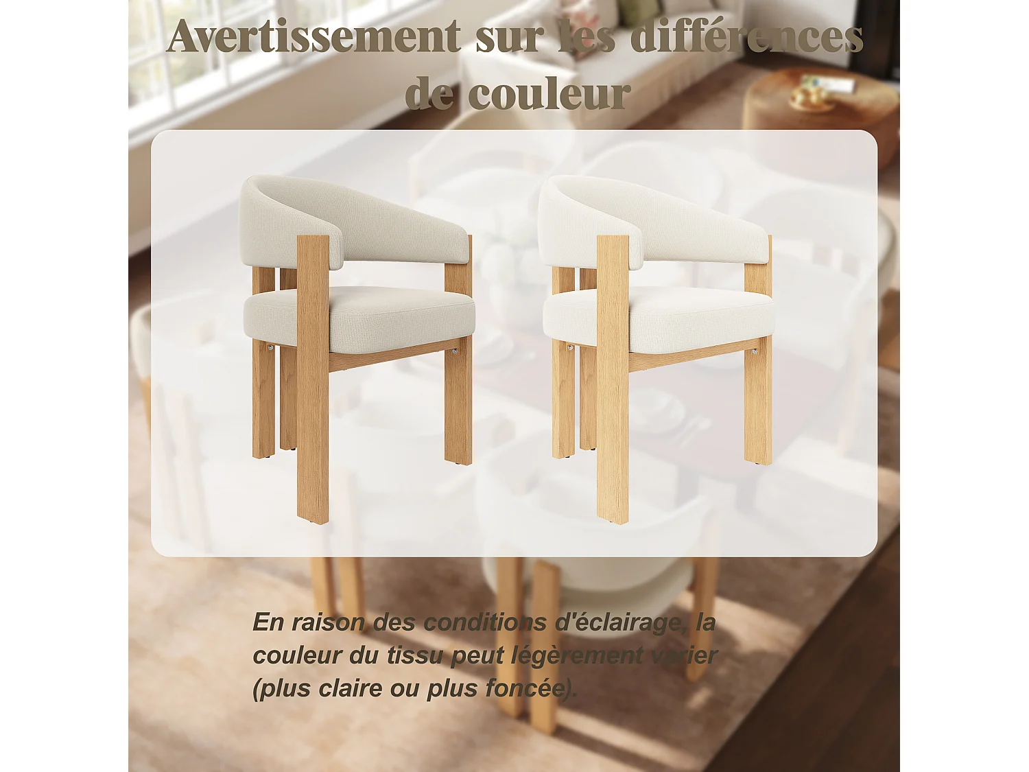 Set van 4 stoffen eetkamerstoelen met metalen poten - Beige