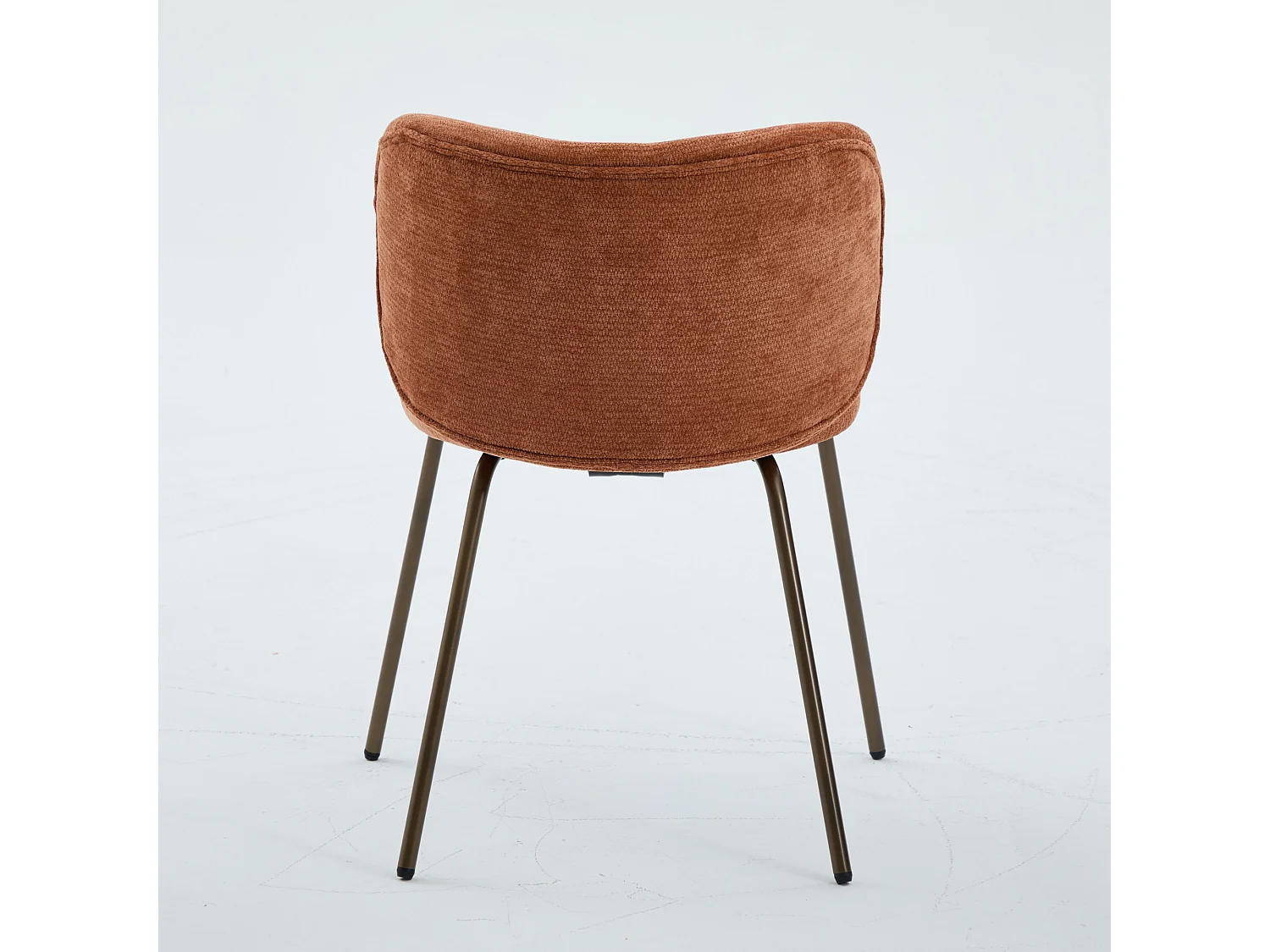 Lot de 2 chaises de salle à manger en chenille - Pieds métal bronze - Couleur orange