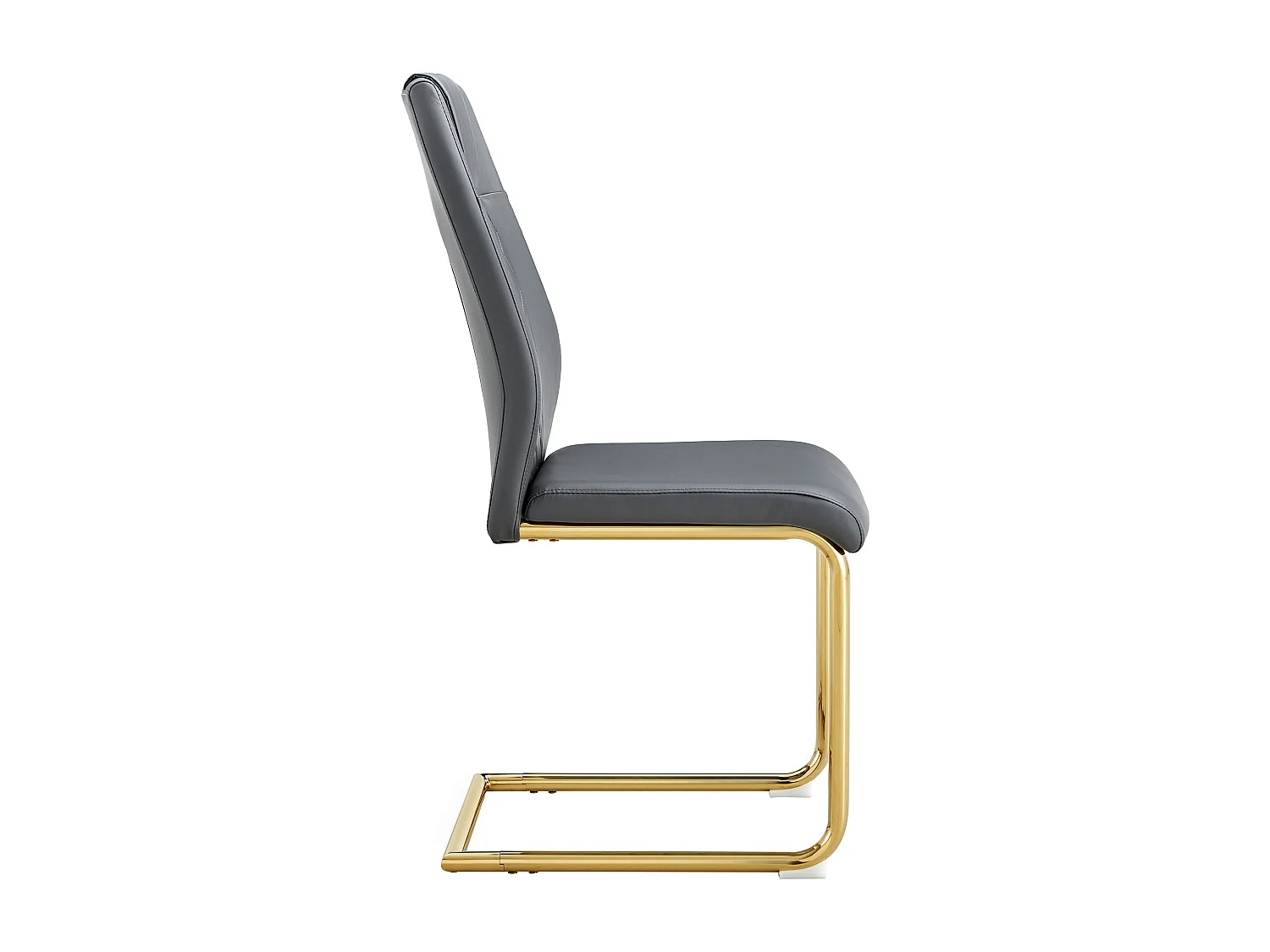 Lot de 4 chaises en simili cuir PU gris foncé - Pieds métal dorés antidérapants