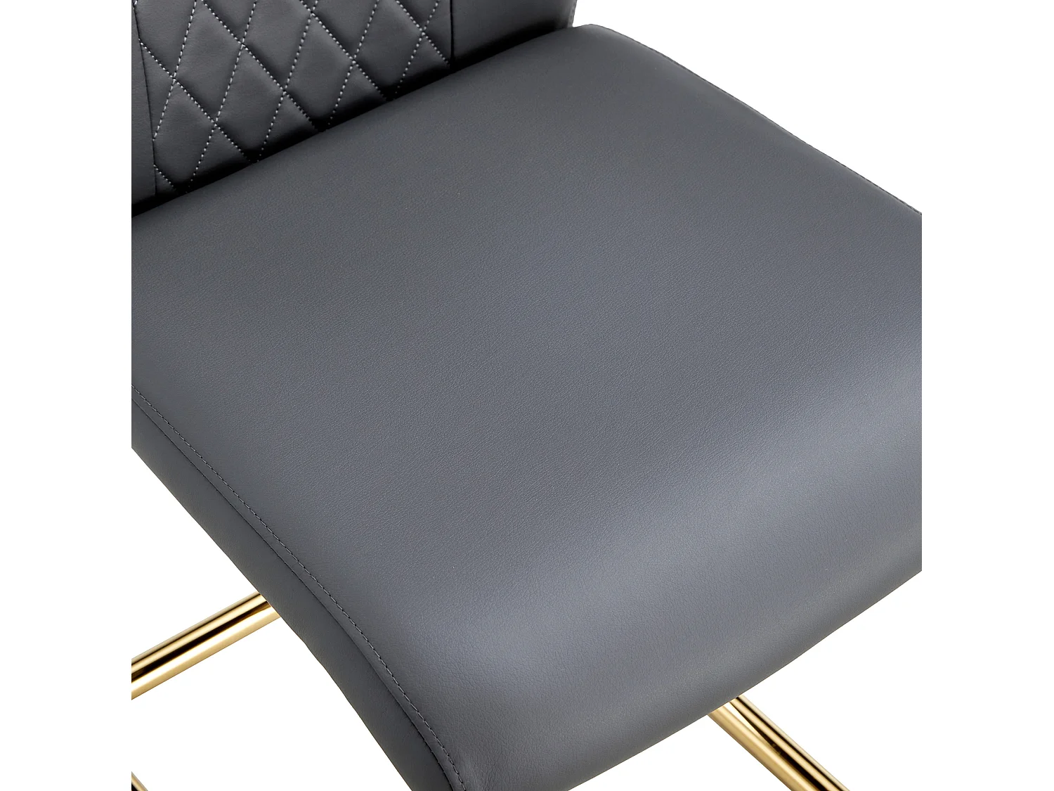 Lot de 4 chaises en simili cuir PU gris foncé - Pieds métal dorés antidérapants