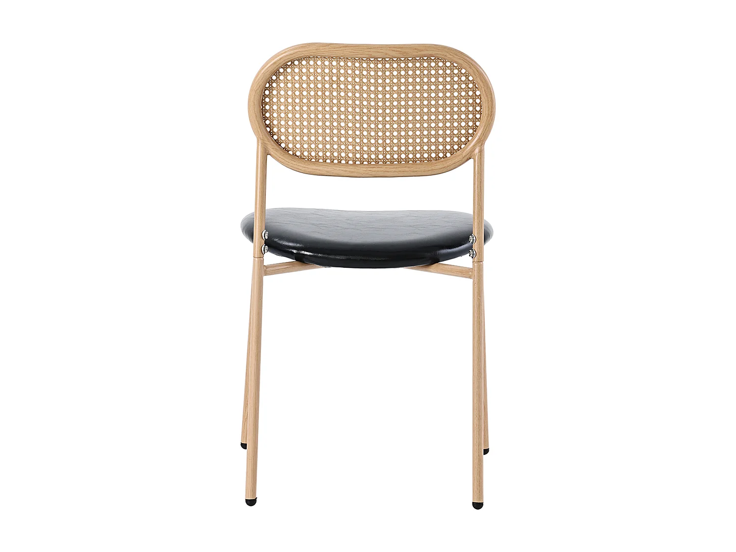 Set di 4 sedie in rattan con rivestimento in PU nero e marrone