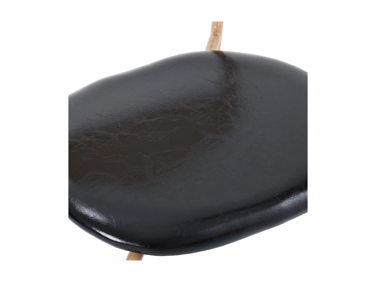 Set di 4 sedie in rattan con rivestimento in PU nero e marrone