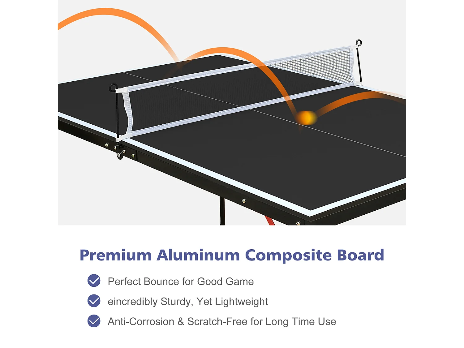Table de ping-pong pliable avec 2 raquettes et 3 balles - Bois MDF noir 137,2 x 76,2 x 66 cm