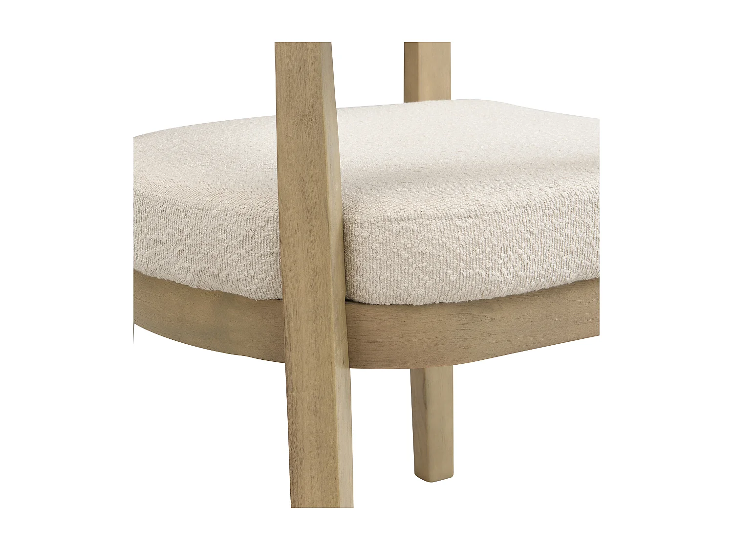 Set van 4 beige stoelen met boucléstof en armleuningen - Natuurlijk hout