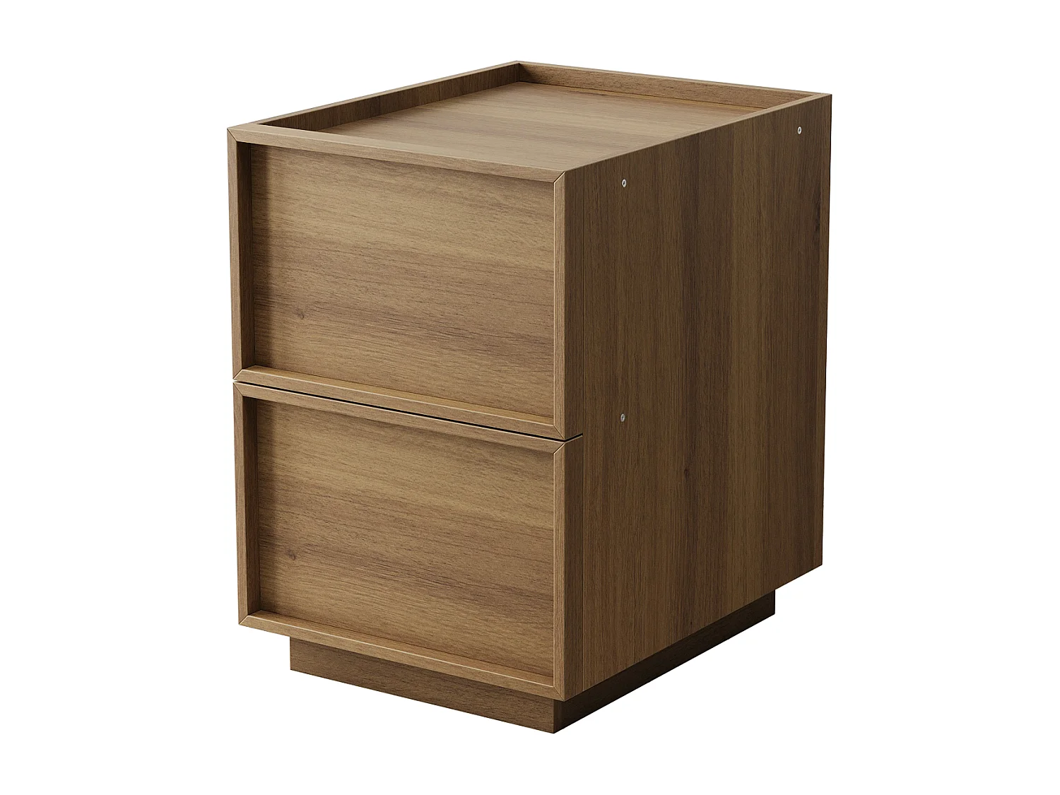 Table de chevet 38 x 48 x 54 cm avec 2 tiroirs - Sans poignée - Couleur bois